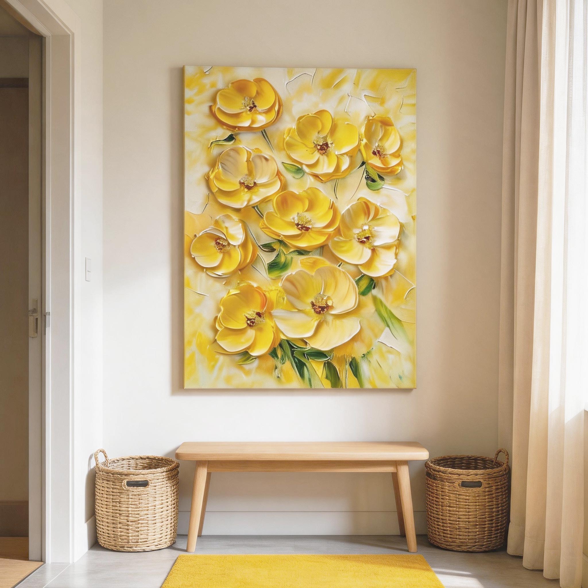 Textured Yellow Bloom Wall Art #FL015