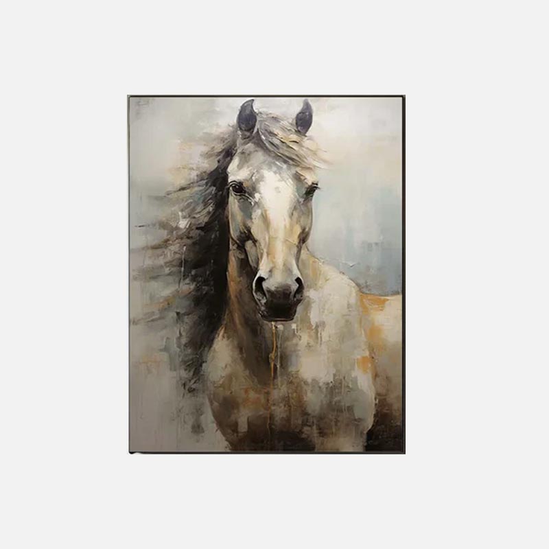White Horse Portrait Canvas Wall Art #HA015