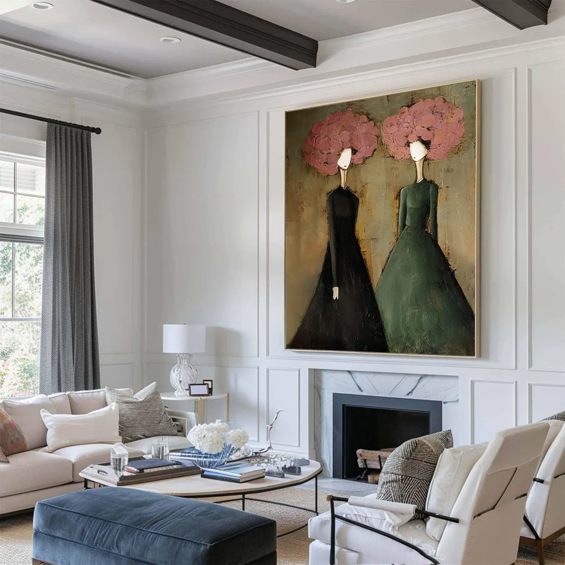 Abstract Women Wall Art – Modern Figurative Canvas Painting #CP027