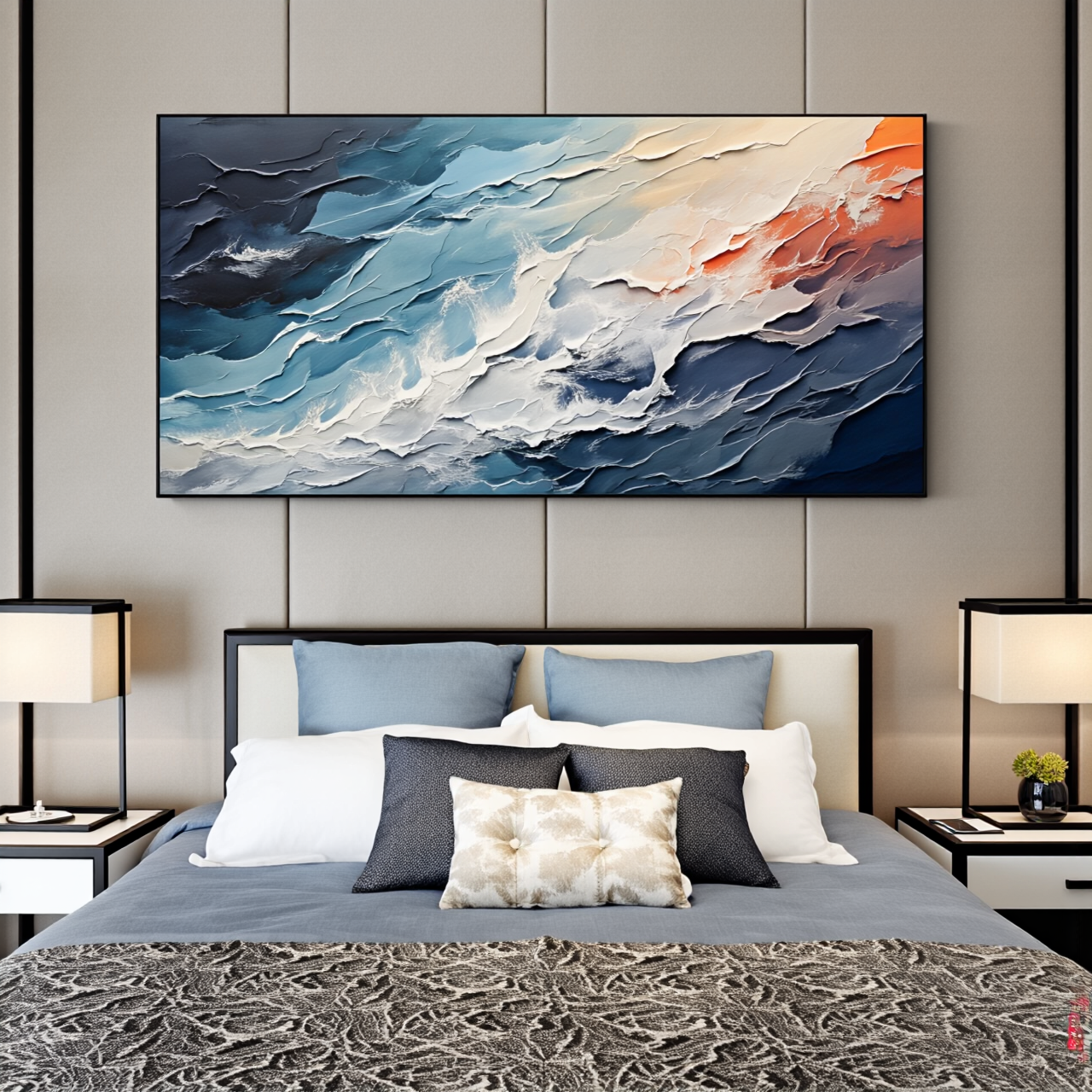 Blue Textured Minimalist Wall Art #BL003