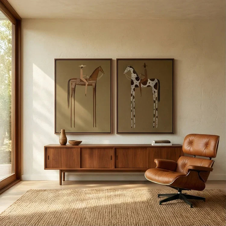 Modern Horse Rider Wall Art Silent Journey Set of 2 #HA025