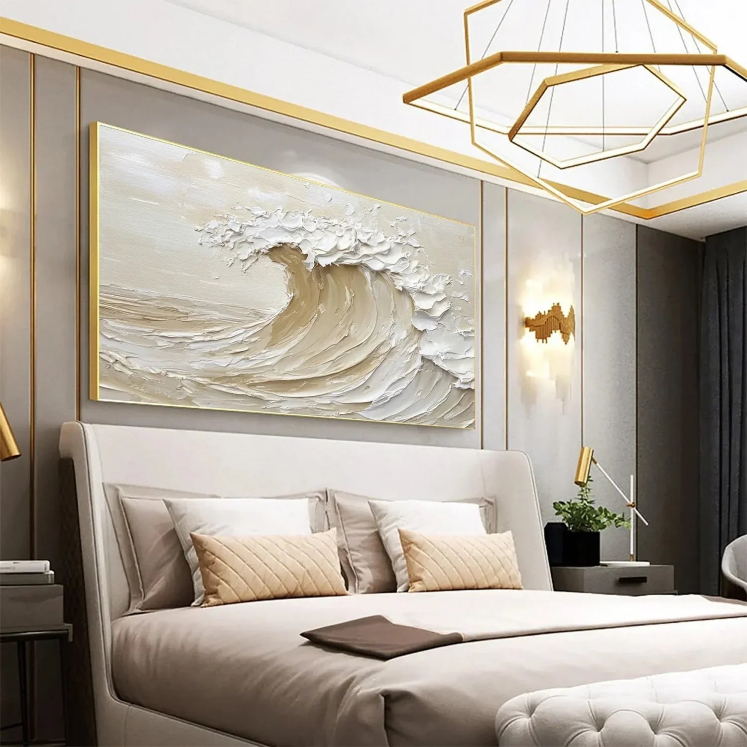 Beige & Brown Sky And Ocean Painting #SO017