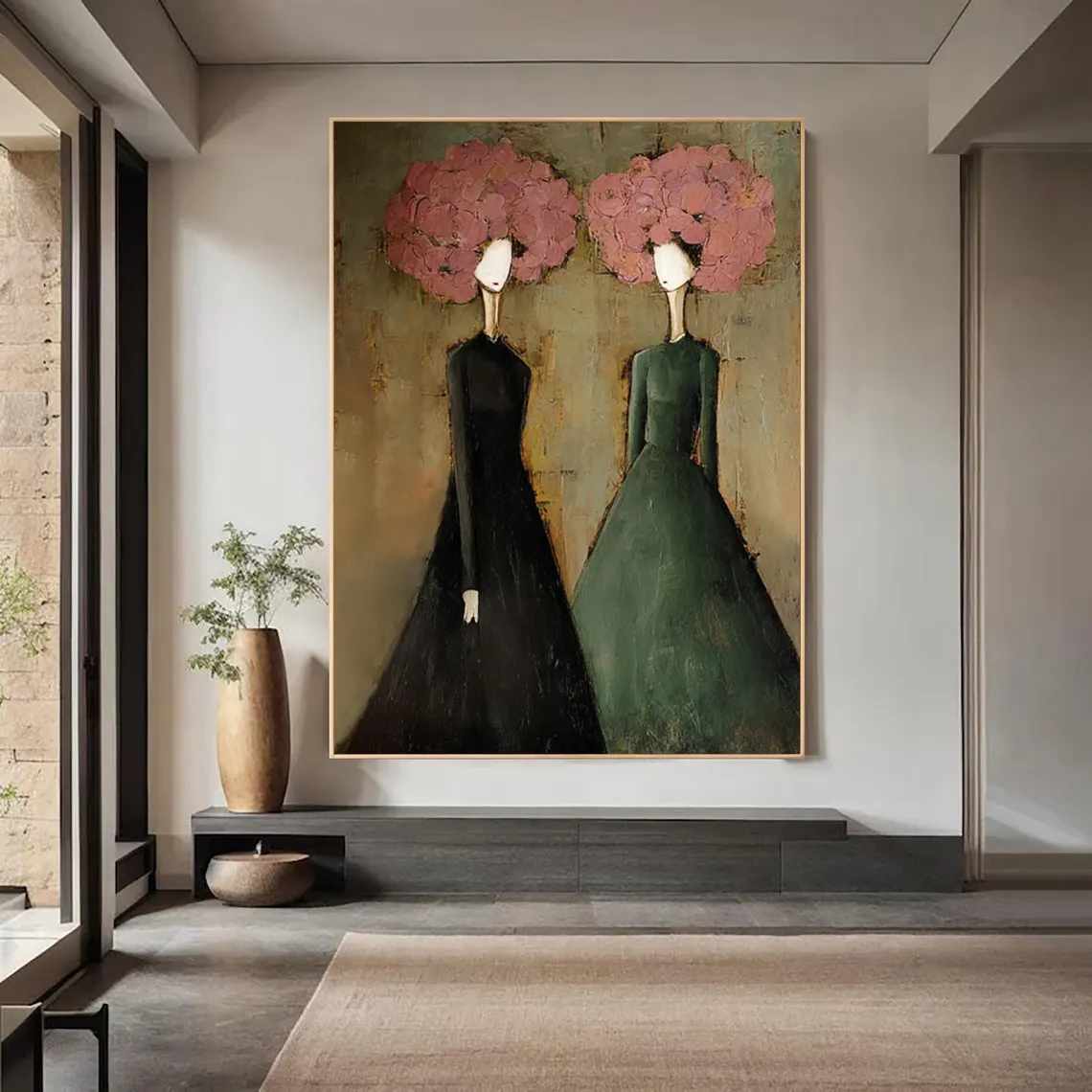 Abstract Women Wall Art – Modern Figurative Canvas Painting #CP027
