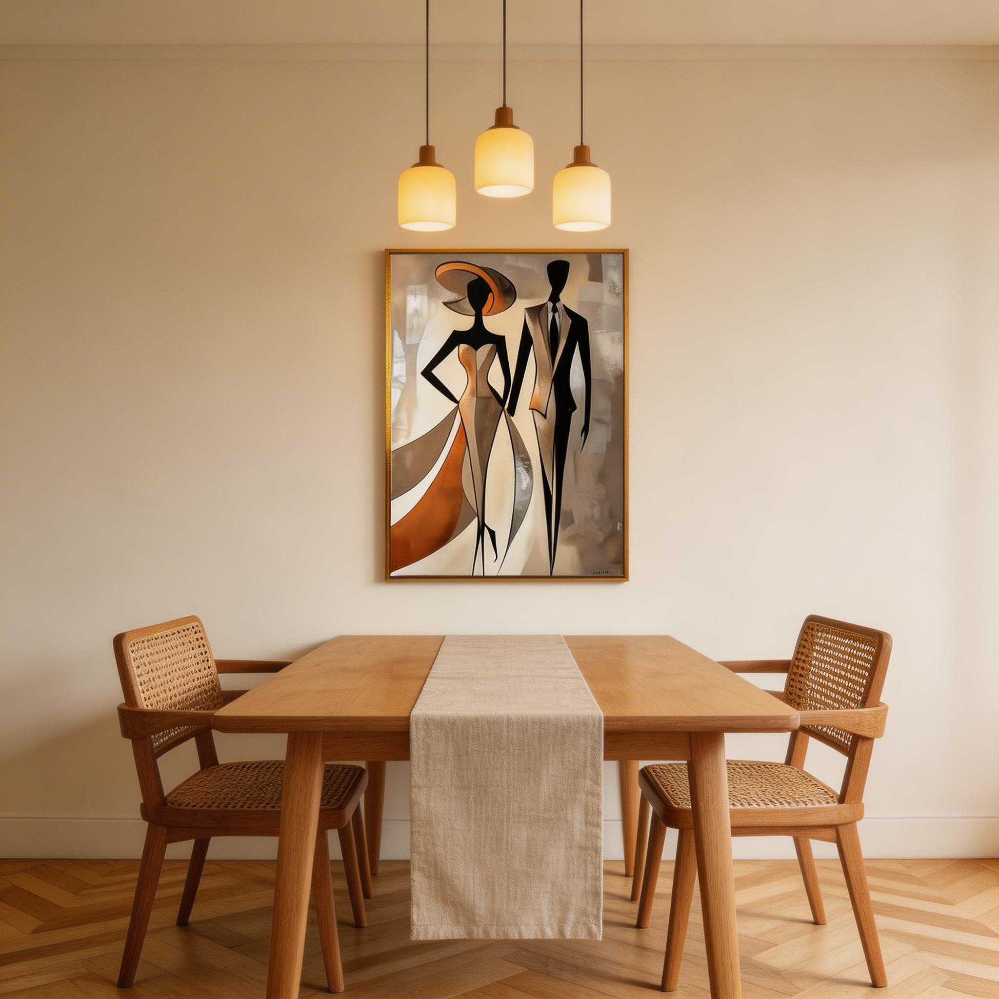 Modern Fashion Wall Art – Elegant Couple Abstract Canvas #MA034