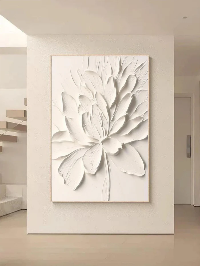 White Textured Minimalist Wall Art #WT088