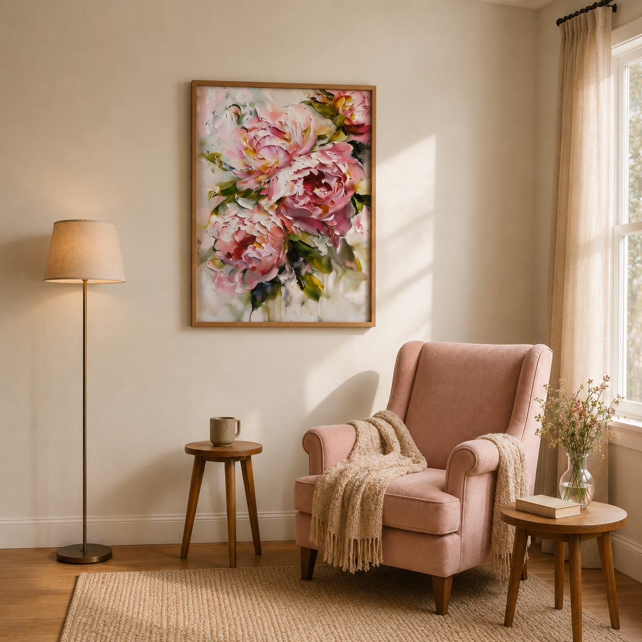 Blush Peony Bouquet Wall Art #FL012