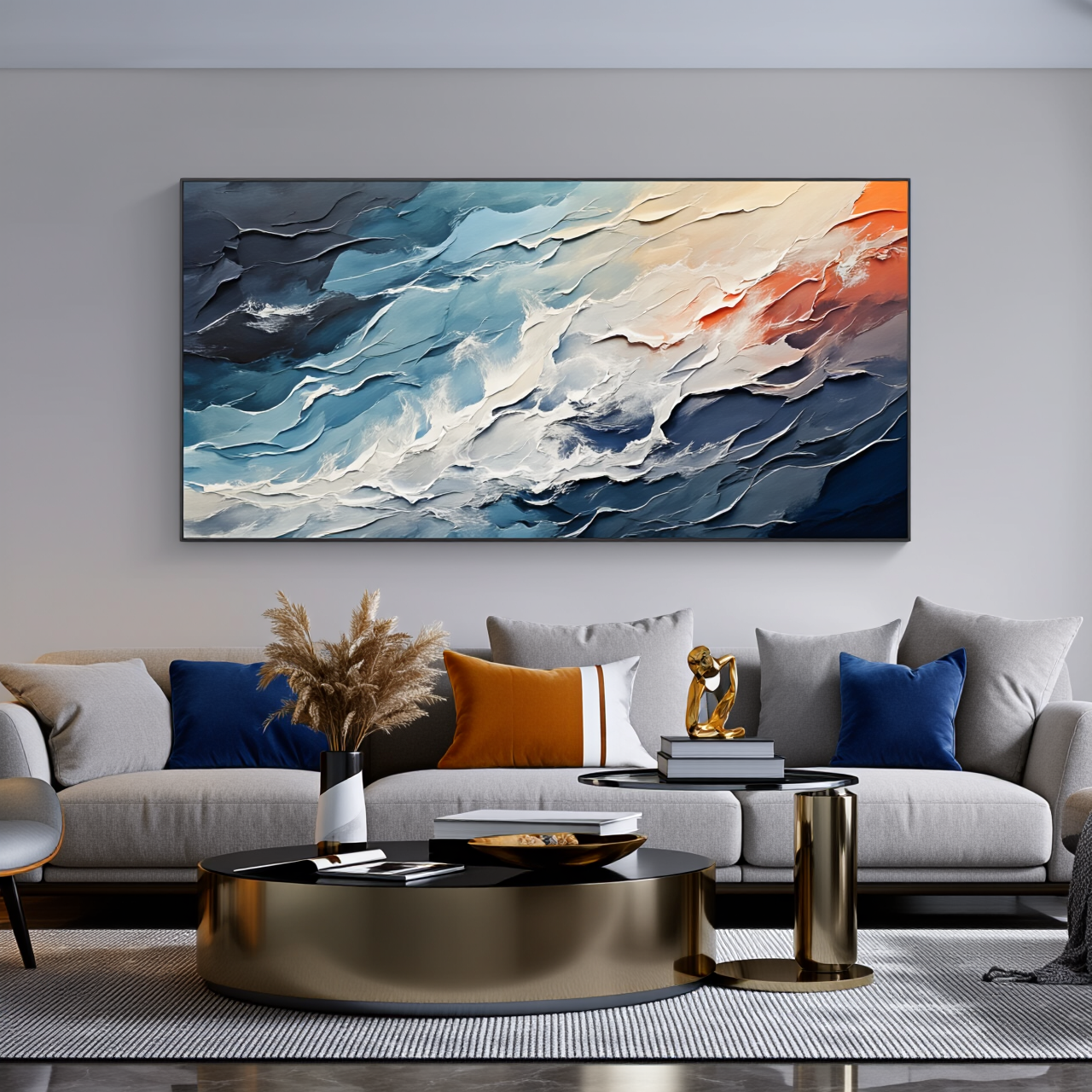 Blue Textured Minimalist Wall Art #BL003