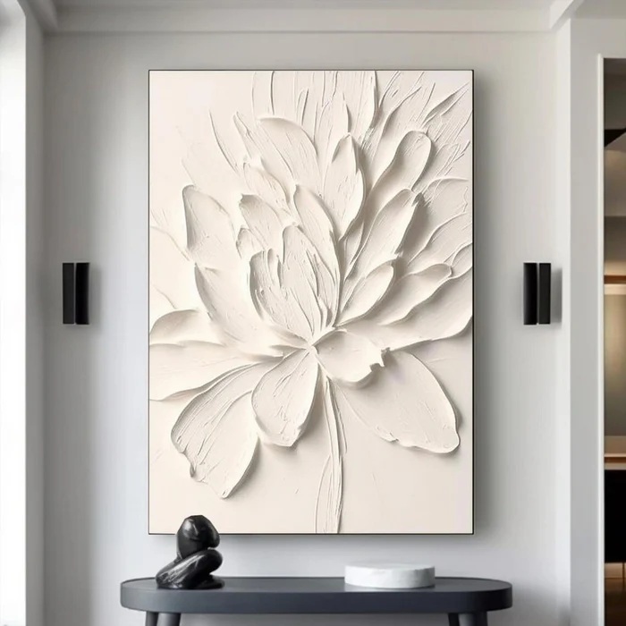 White Textured Minimalist Wall Art #WT088