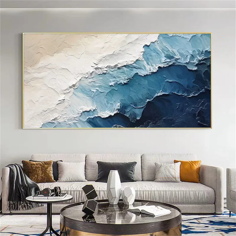 Blue Textured Minimalist Wall Art #BL002