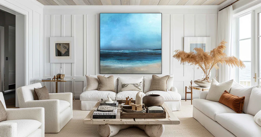 Blue Textured Minimalist Wall Art #BL004