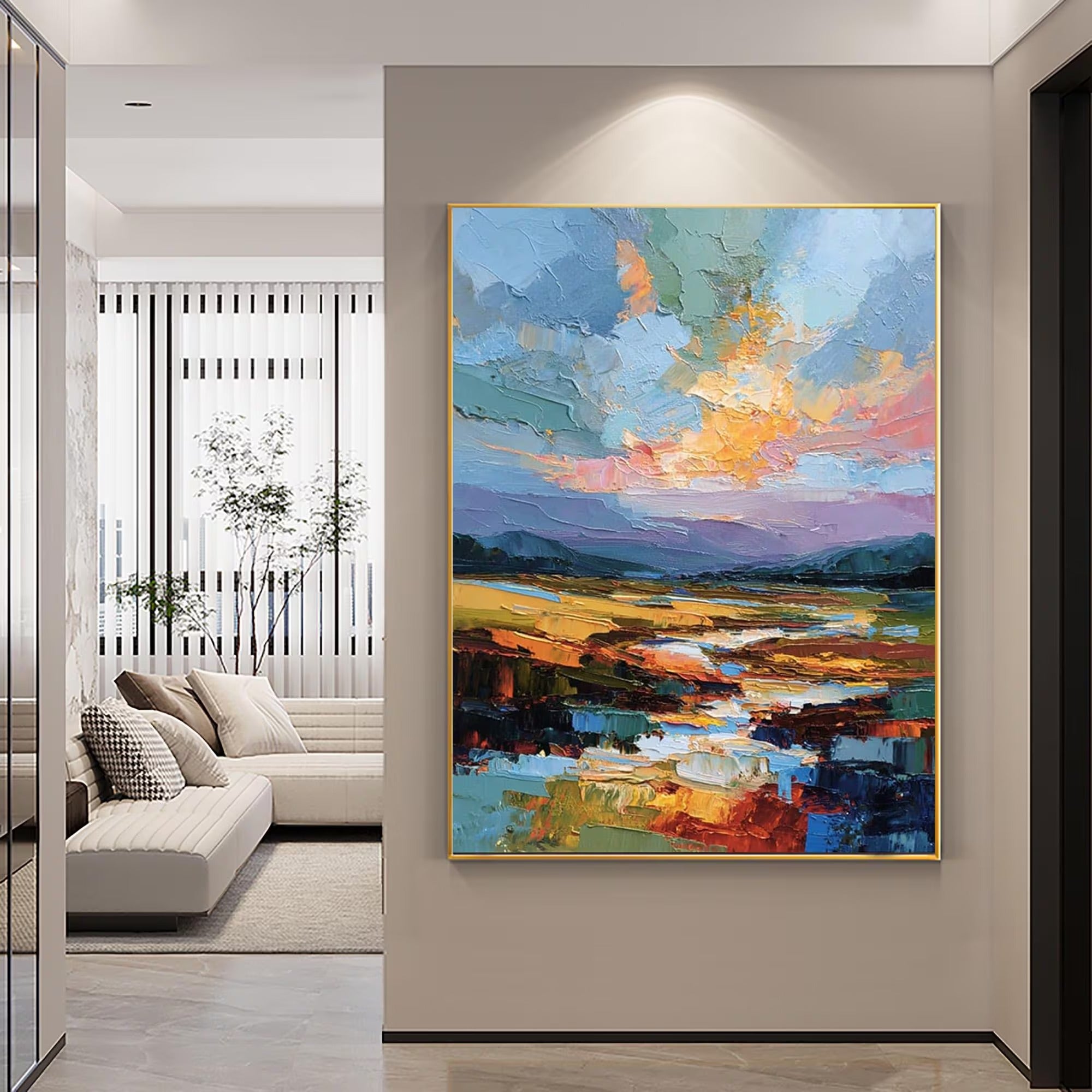 Abstract Landscape 3D Textured Oil Painting #WW001