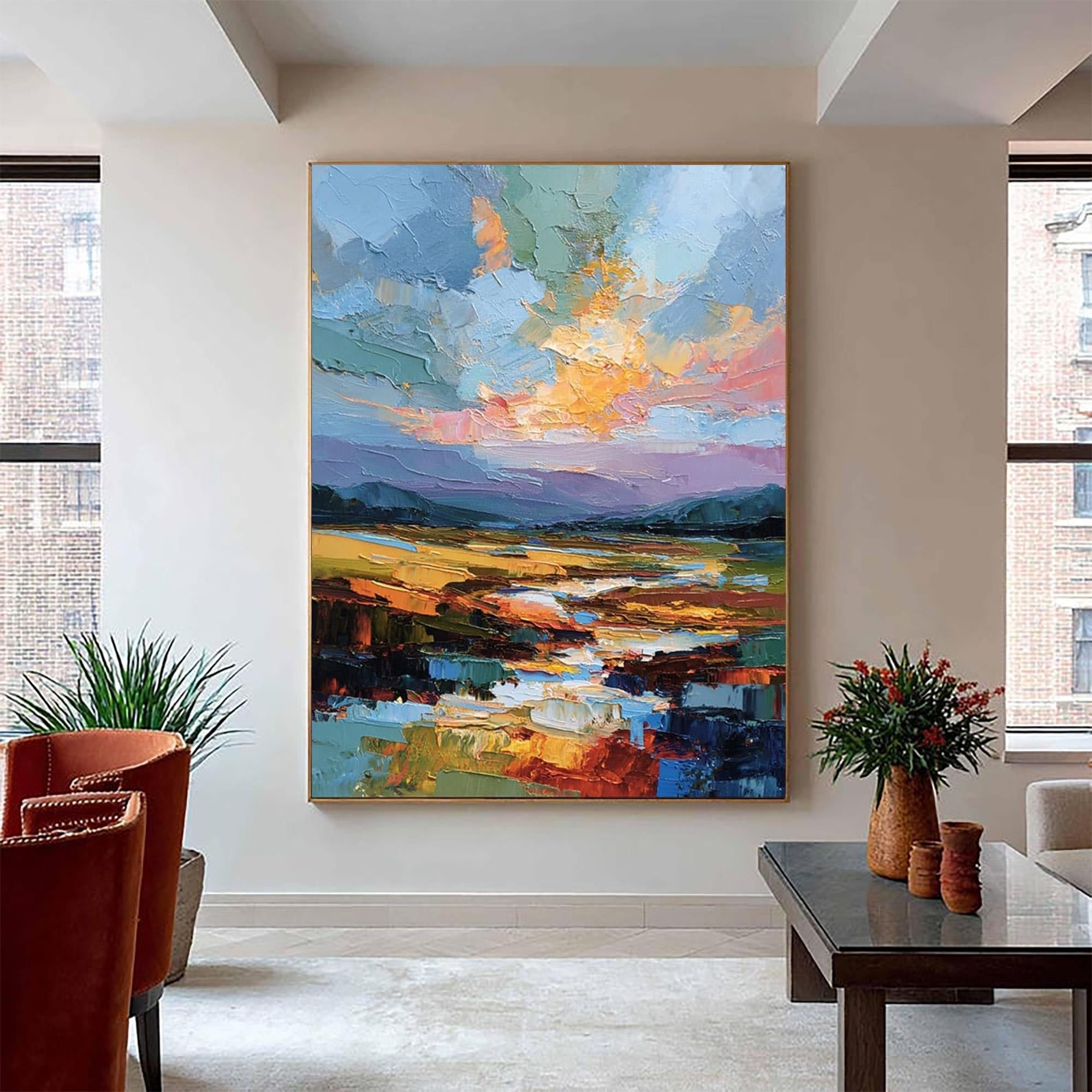 Abstract Landscape 3D Textured Oil Painting #WW001
