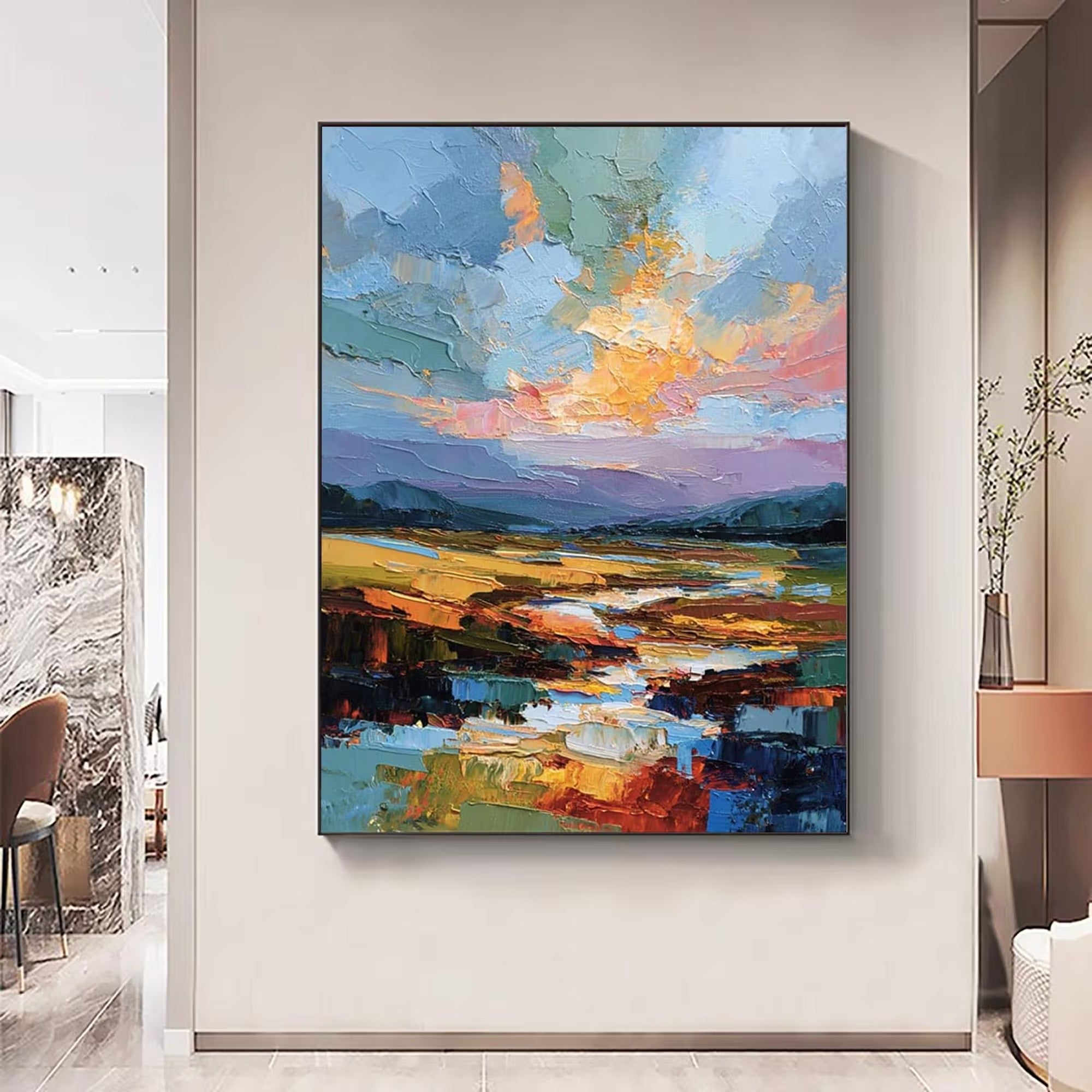 Abstract Landscape 3D Textured Oil Painting #WW001