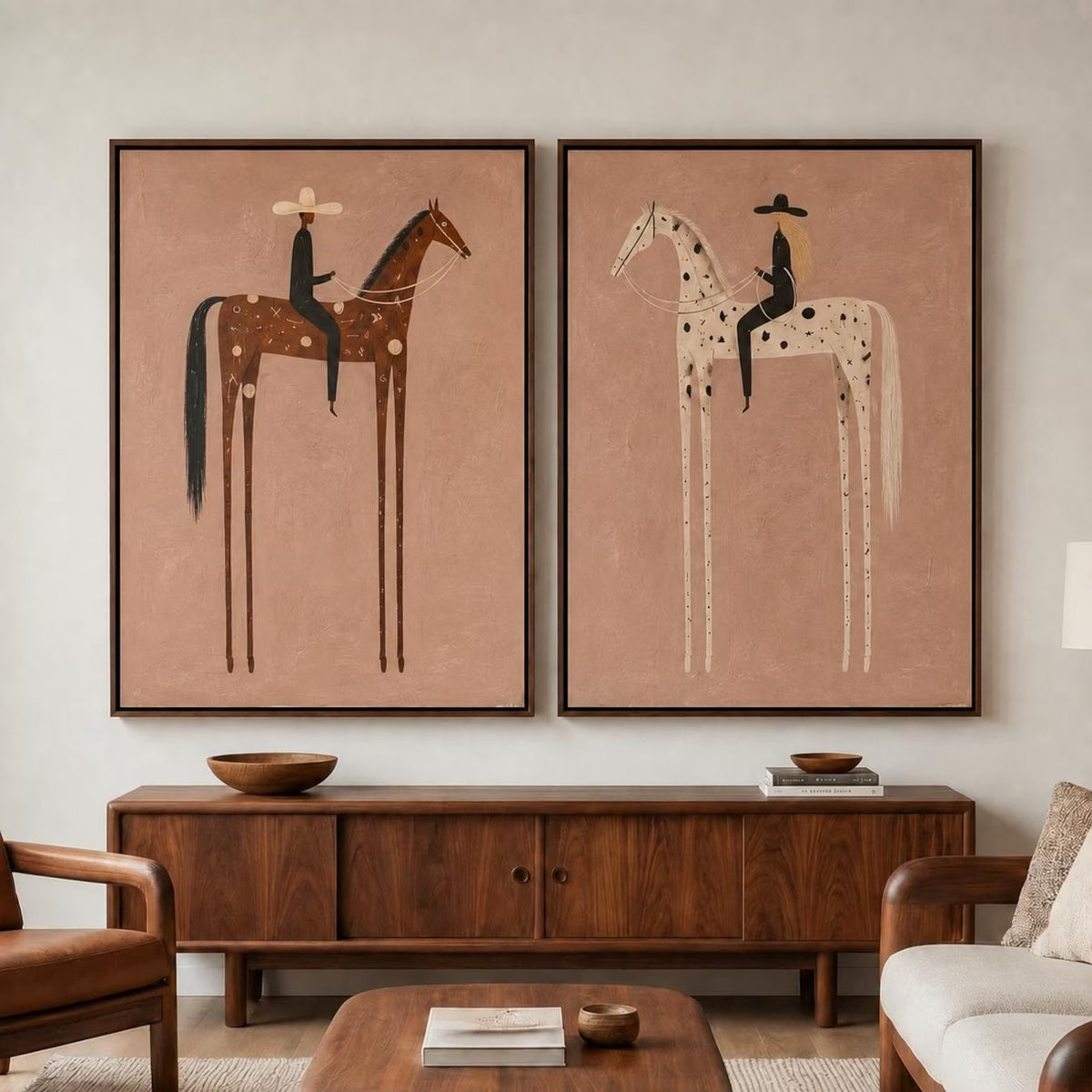 Western Riders Horse Wall Art Set of 2#WW022