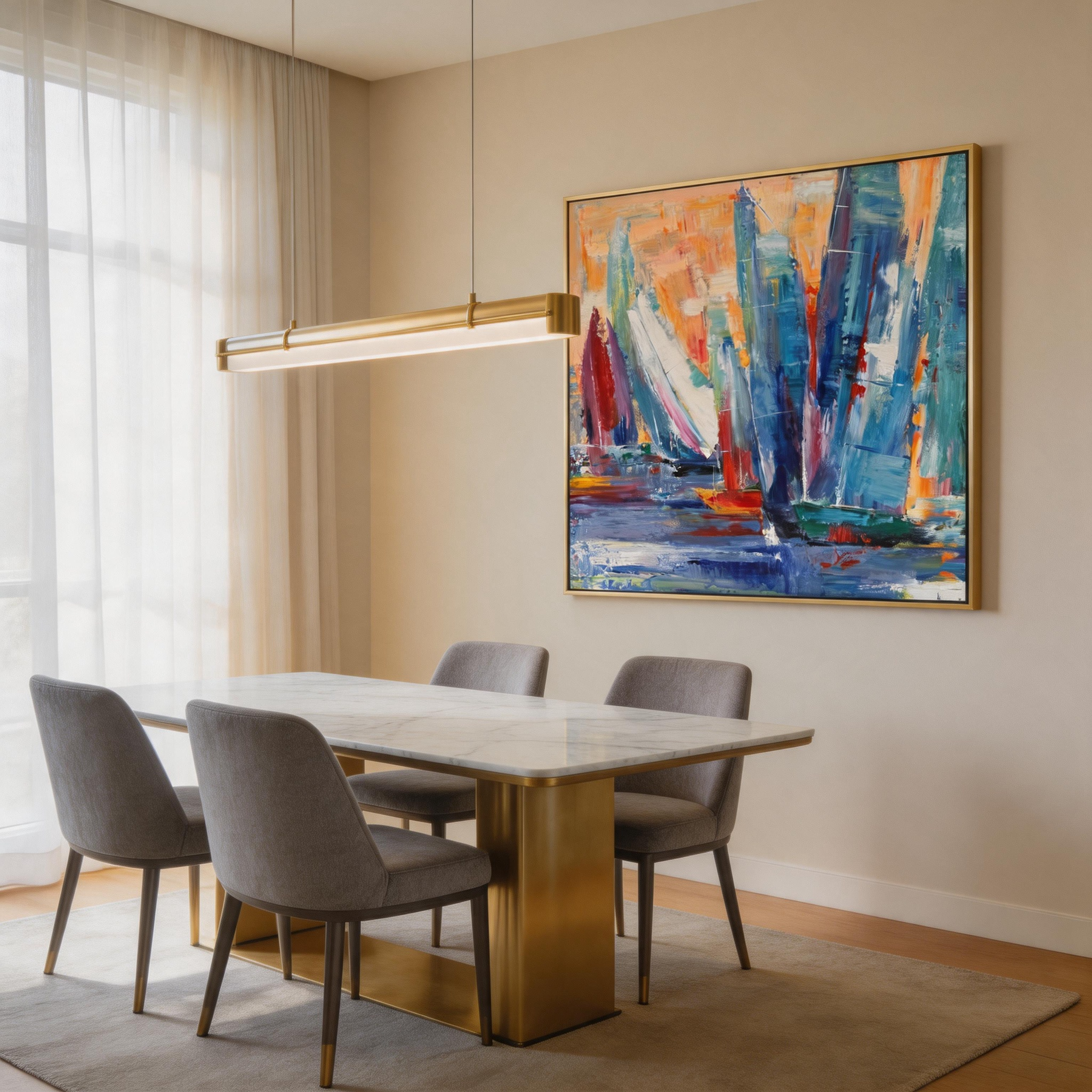 Colorful Sailboat Abstract Oil Painting #BC000