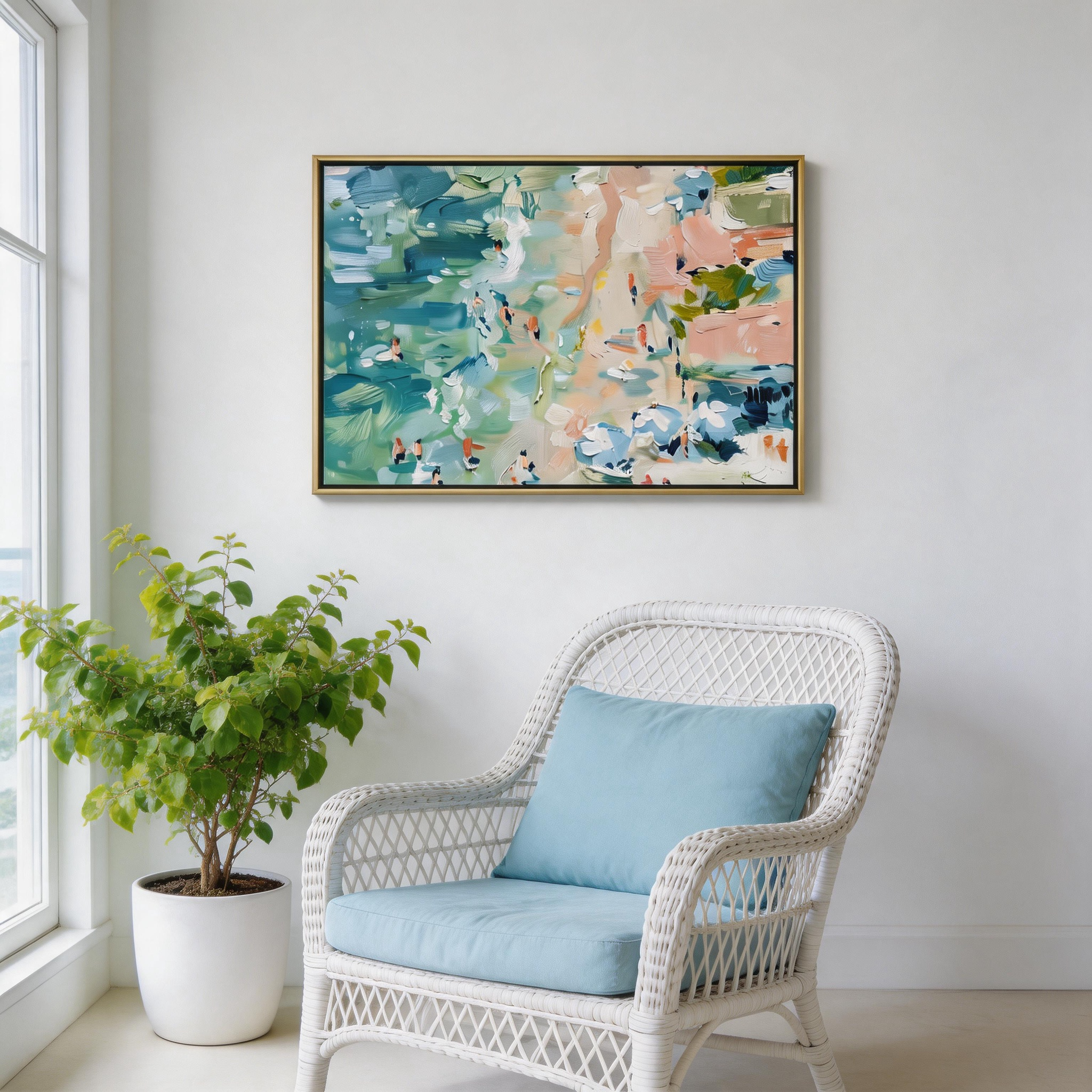 Pastel Beach Scene Canvas Wall Art #BC008
