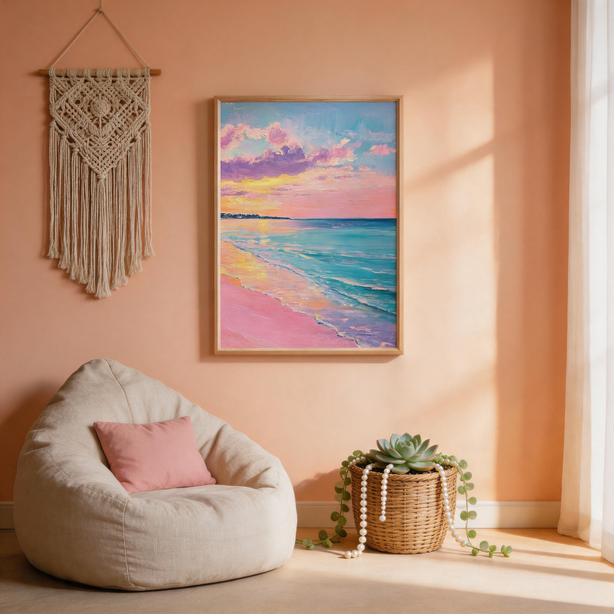 Pastel Coastal Sunset Wall Art #BC015