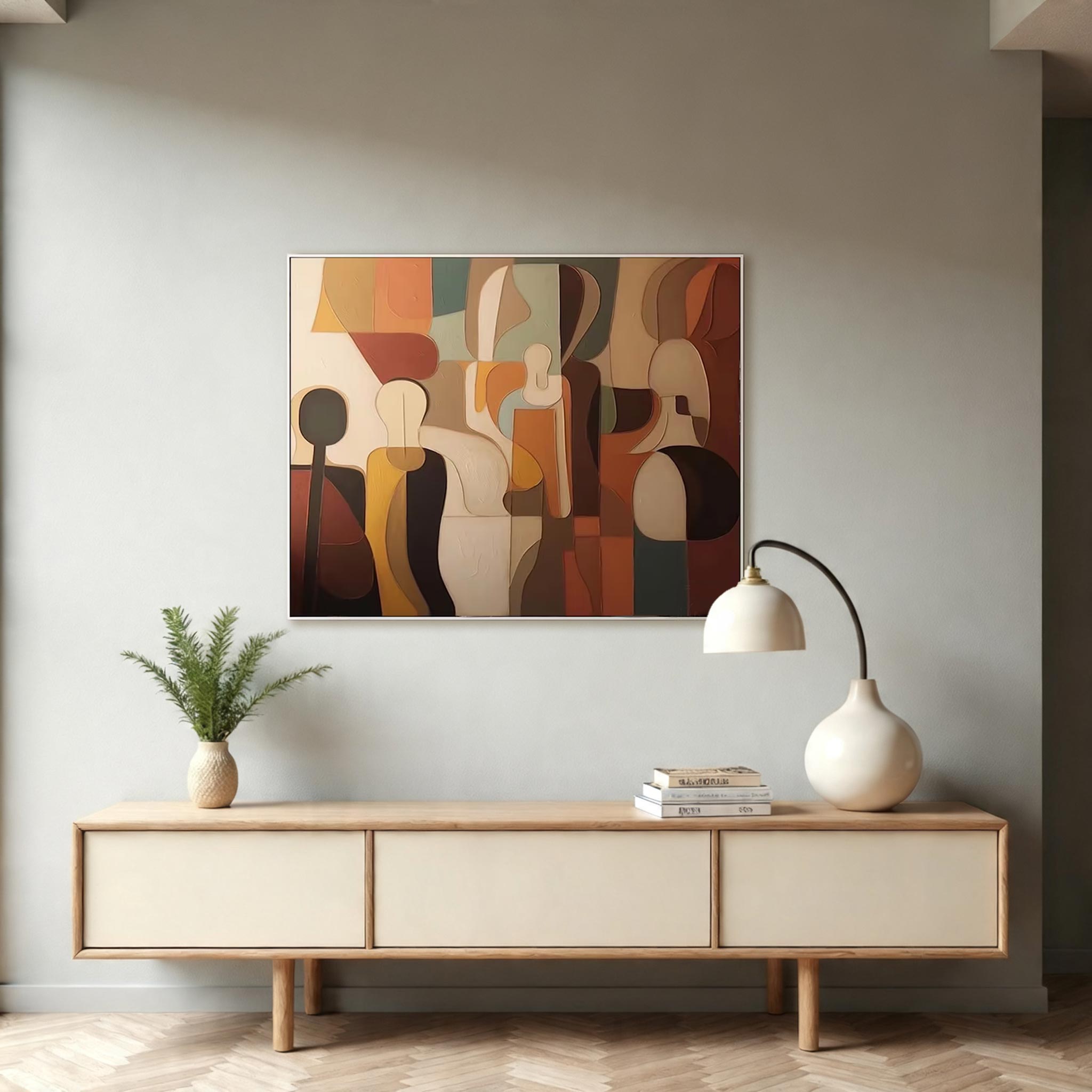 Abstract Figure Wall Art – Modern Geometric Canvas Painting #CP029