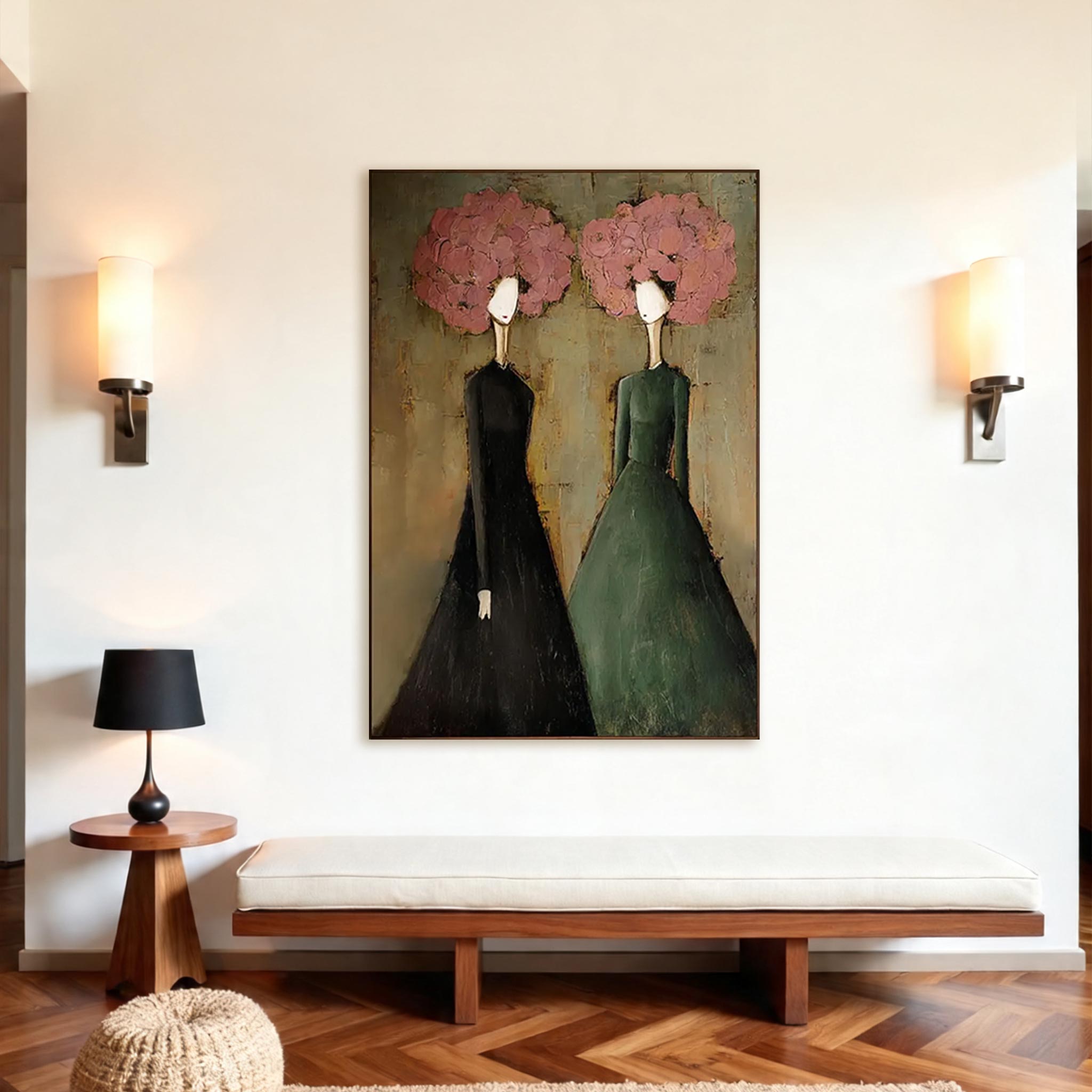Abstract Women Wall Art – Modern Figurative Canvas Painting #CP027