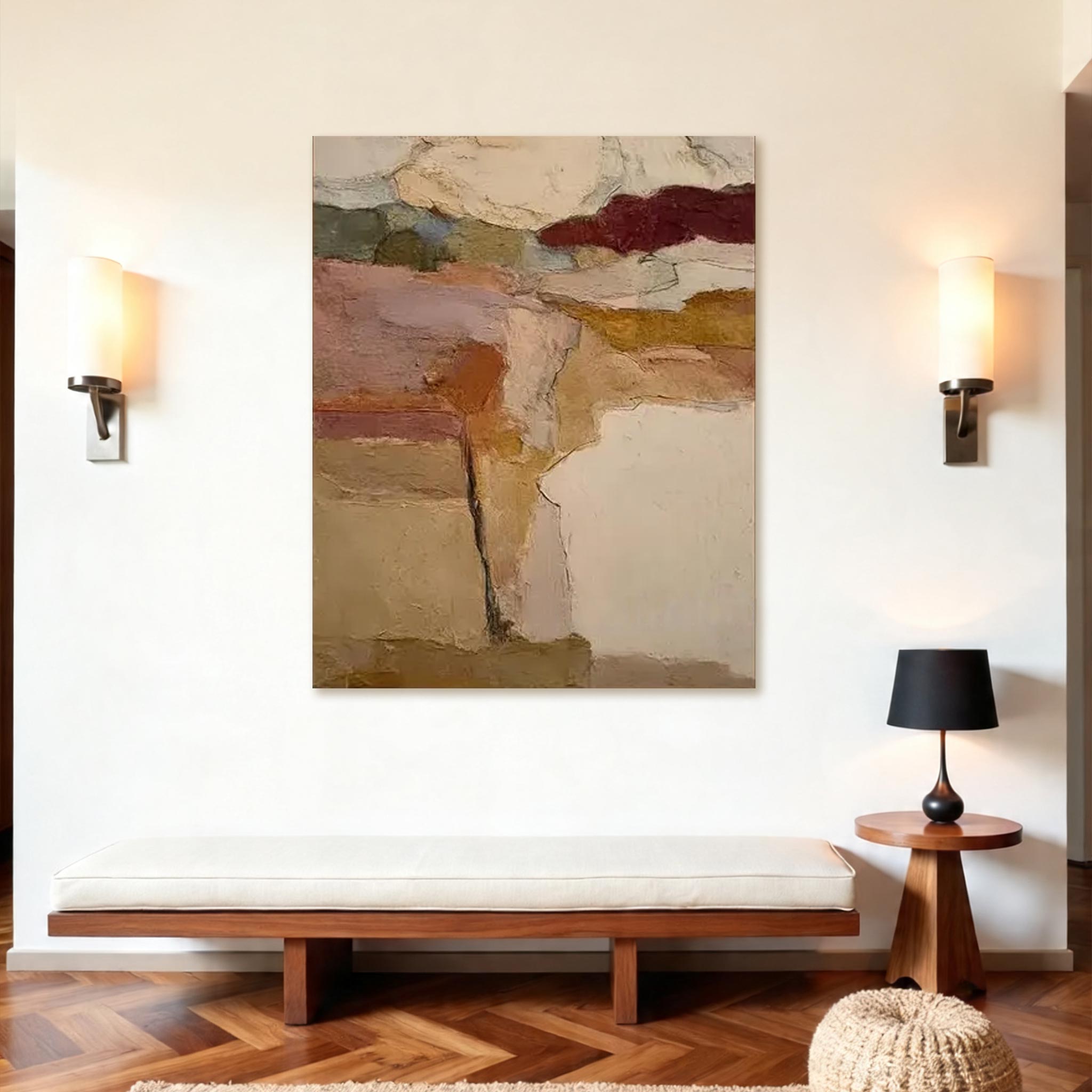 Large Abstract Textured Wall Art — Earth Tone Canvas Painting #CP031