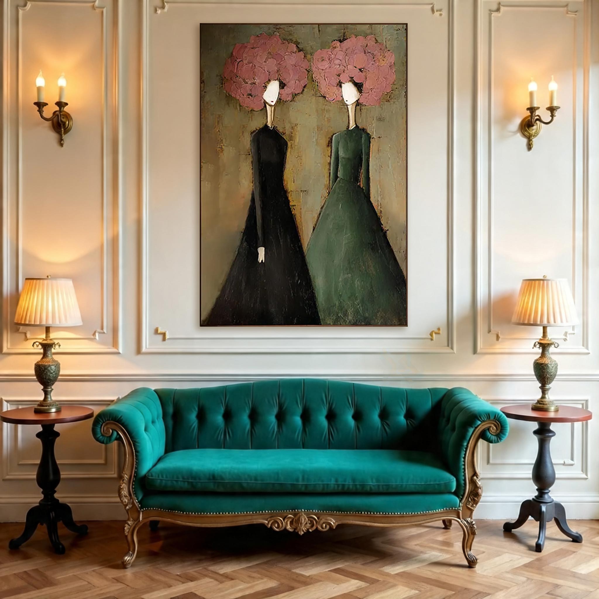 Abstract Women Wall Art – Modern Figurative Canvas Painting #CP027