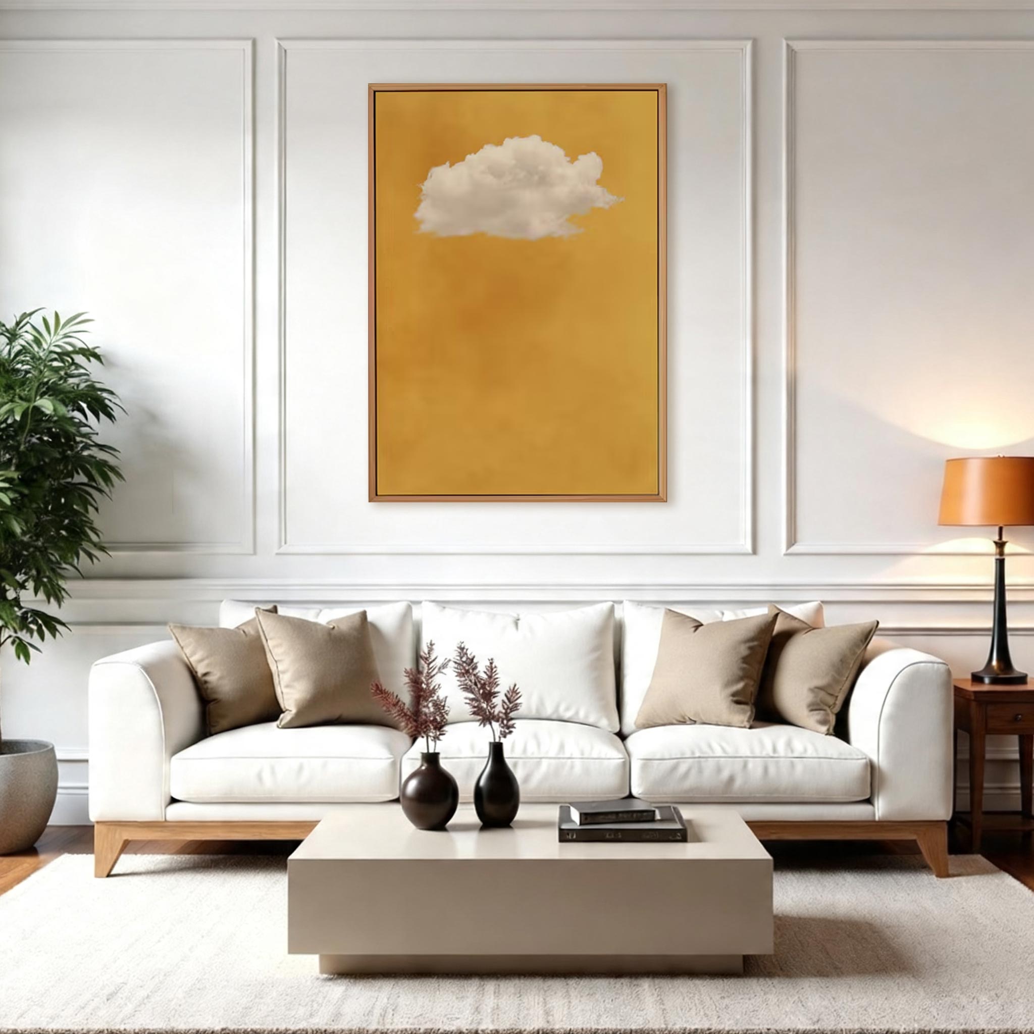Golden Sky Cloud Canvas Wall Art — Minimalist Oil Painting  #PP003