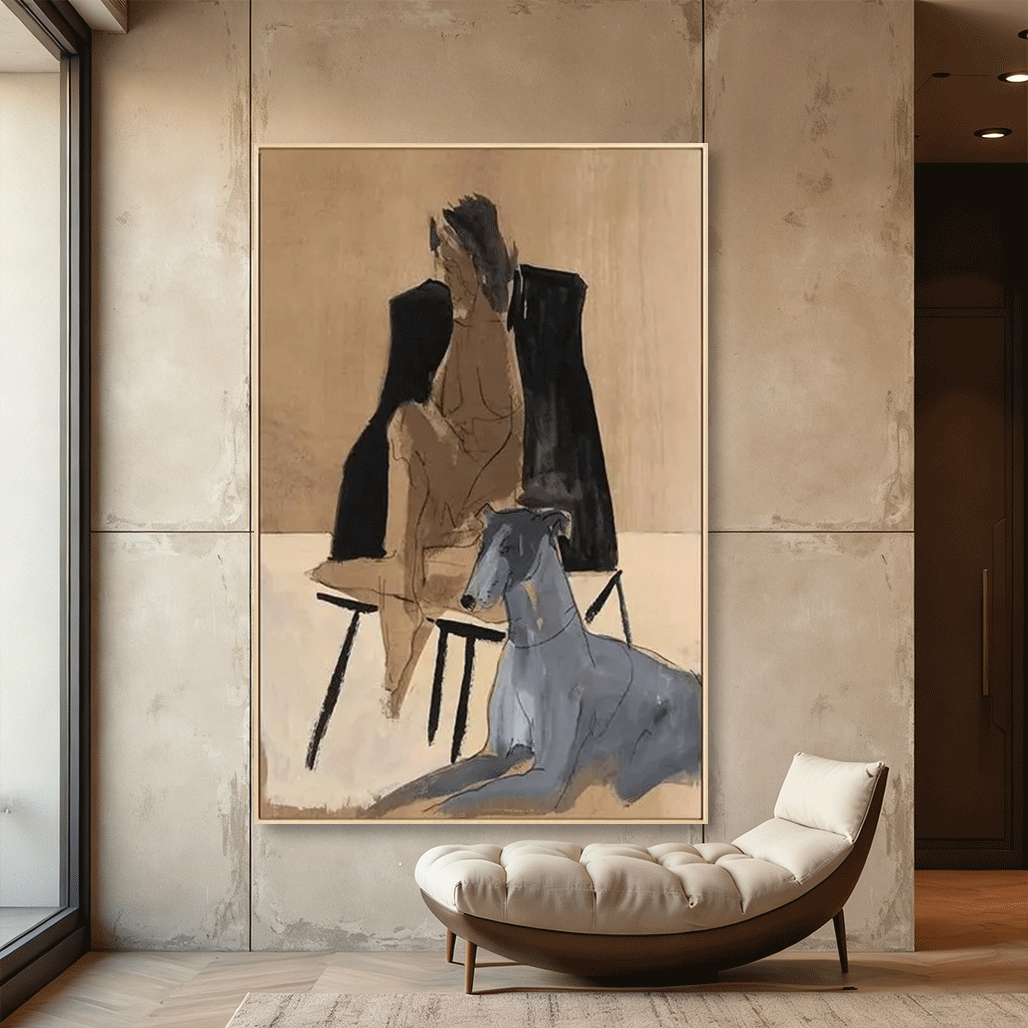Abstract Dark Forest Figure Wall Art – Contemporary Canvas Painting #CP015
