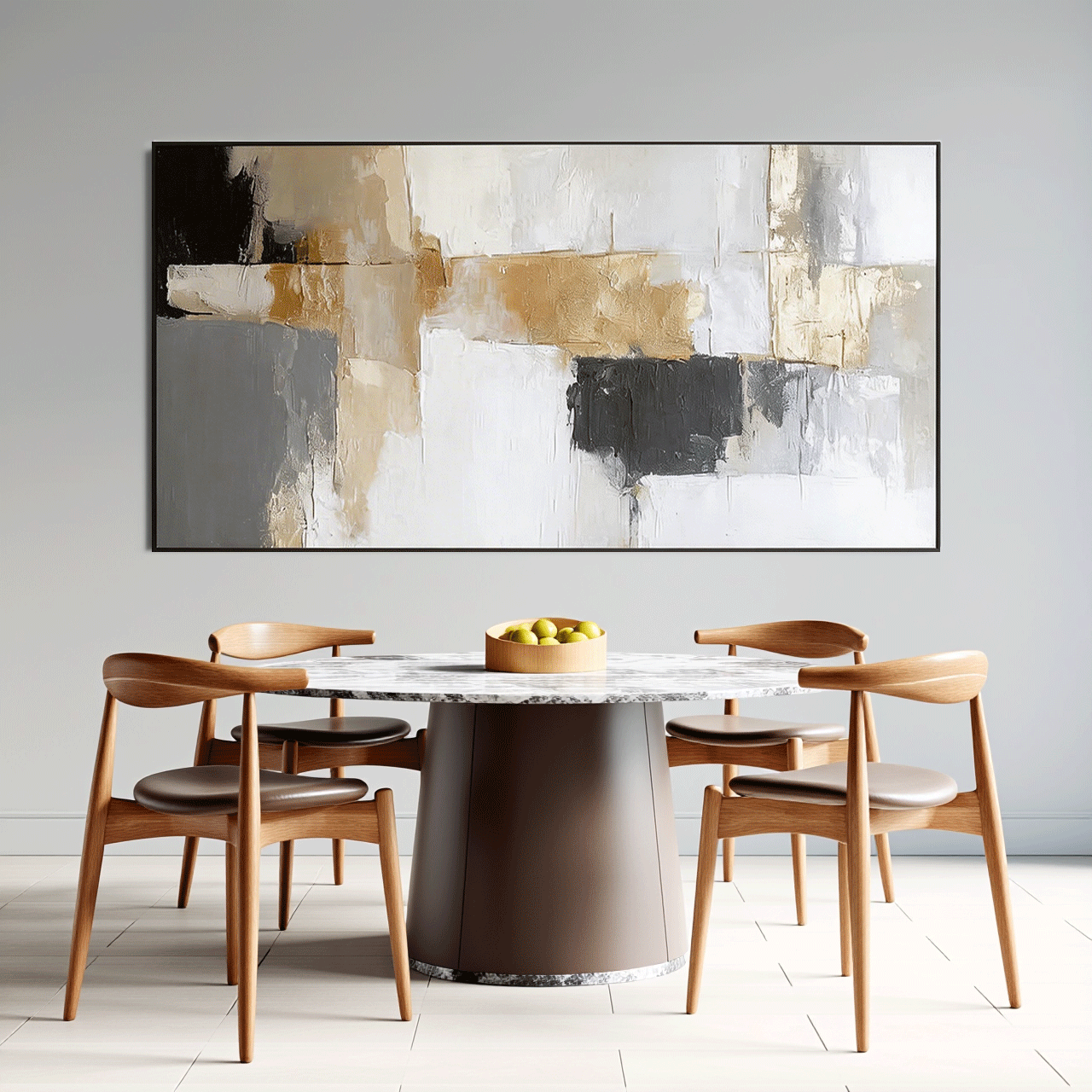Modern Abstract Wall Art Painting  - Gold, Black #AB014