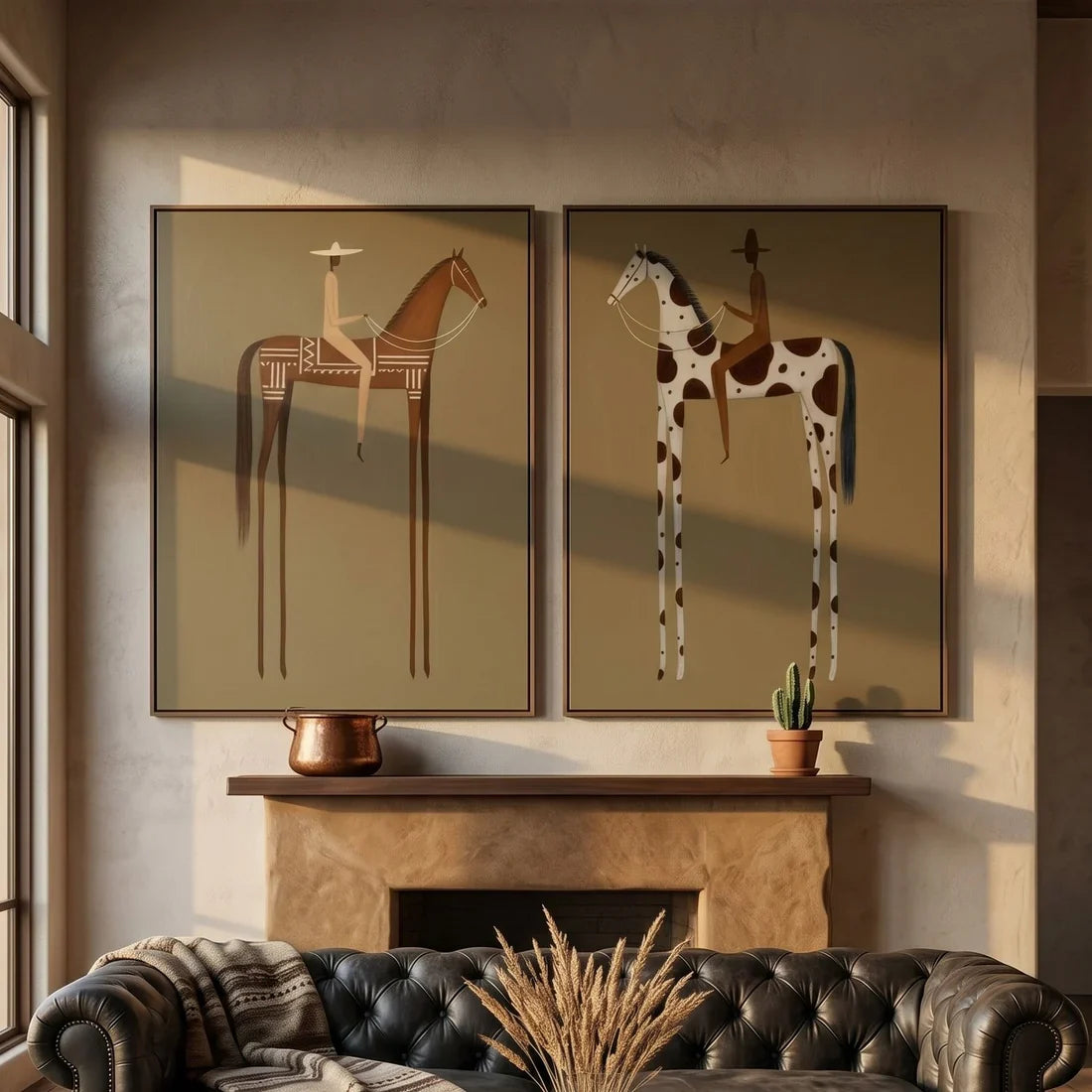 Modern Horse Rider Wall Art Silent Journey Set of 2 #HA025