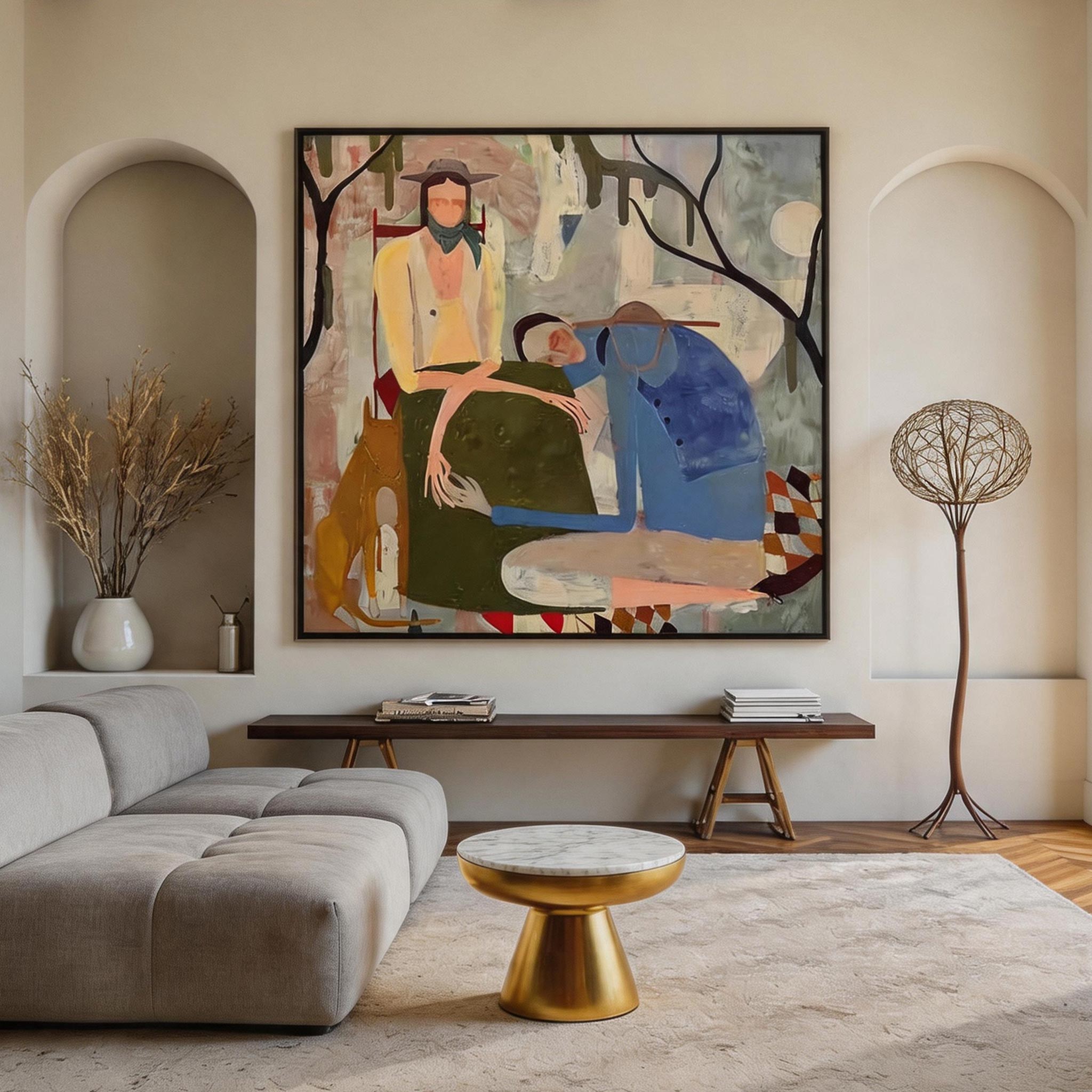 The Gathering — Figurative Group Scene Canvas Wall Art #AB018
