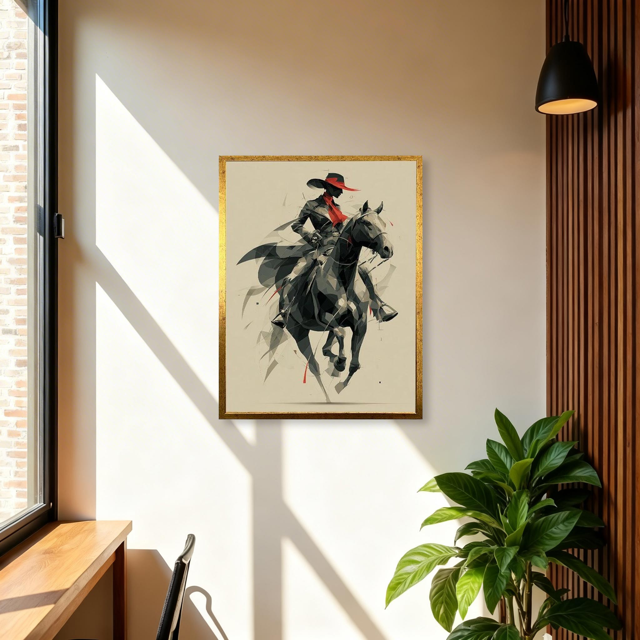 Modern Abstract Horse Rider Canvas Wall Art #HA017