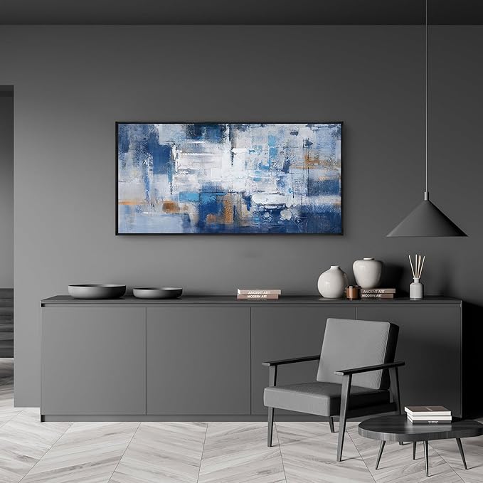 Blue Textured Minimalist Wall Art #BL001