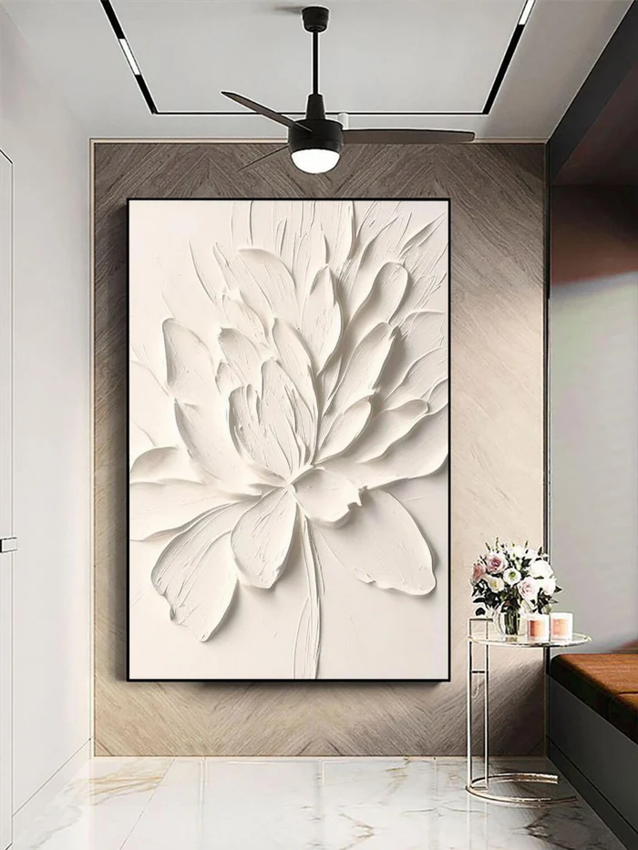 White Textured Minimalist Wall Art #WT088