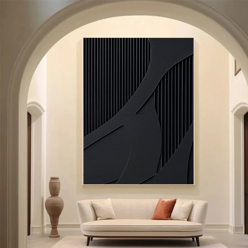 Black Textured Minimalist Wall Art #BT004