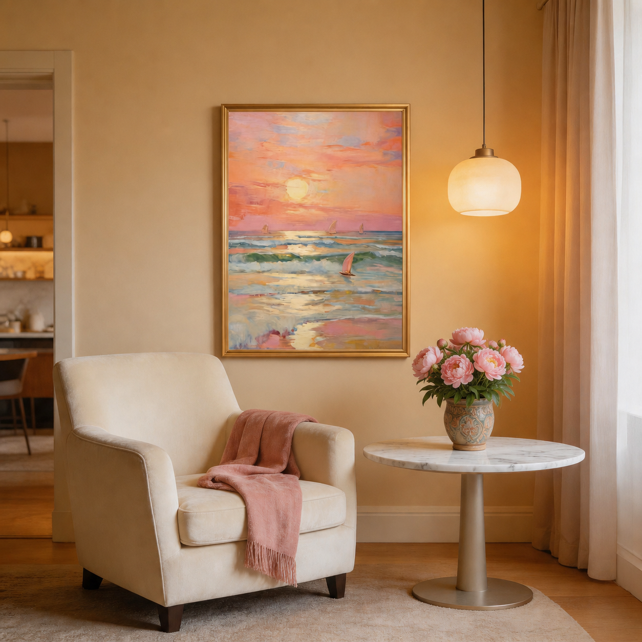 Pastel Sunset Seascape Painting #BC011