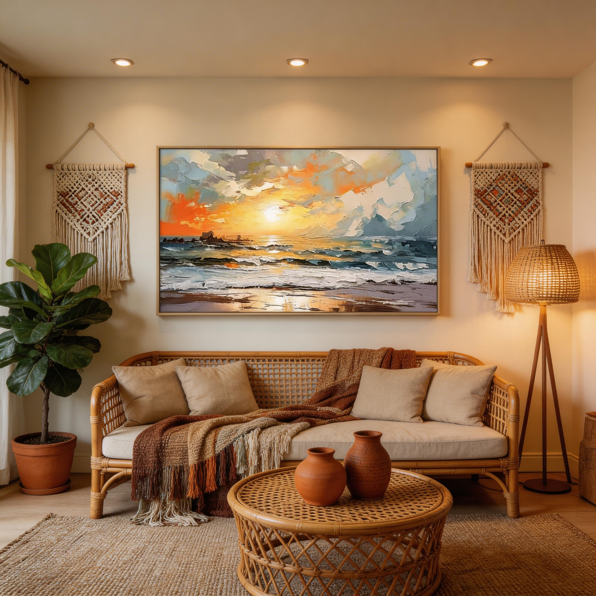 Sunset Beach Canvas Wall Art #SO300