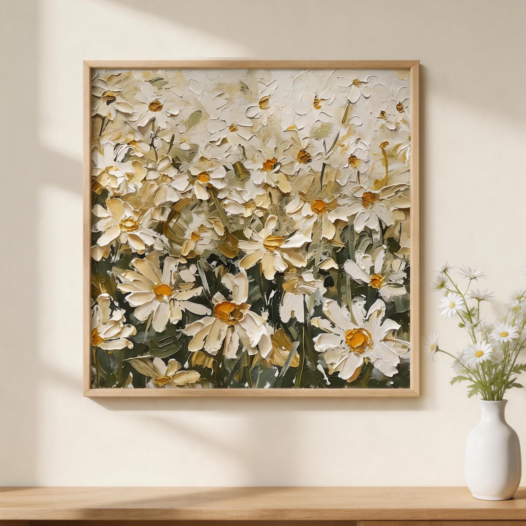 Textured Daisy Meadow Wall Art #FL020