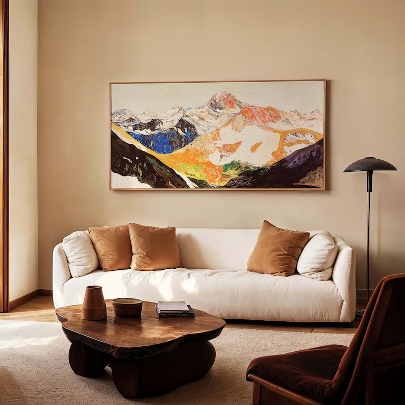 Abstract Mountain Landscape Wall Art – Colorful Canvas Painting #MA032
