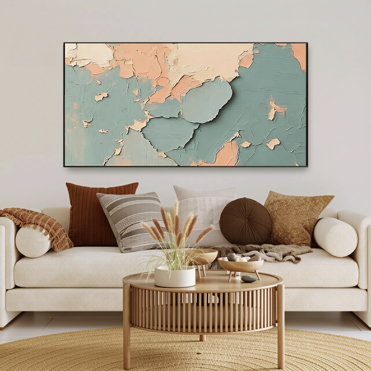 Modern Abstract Wall Art Beige Color Scheme #AB011