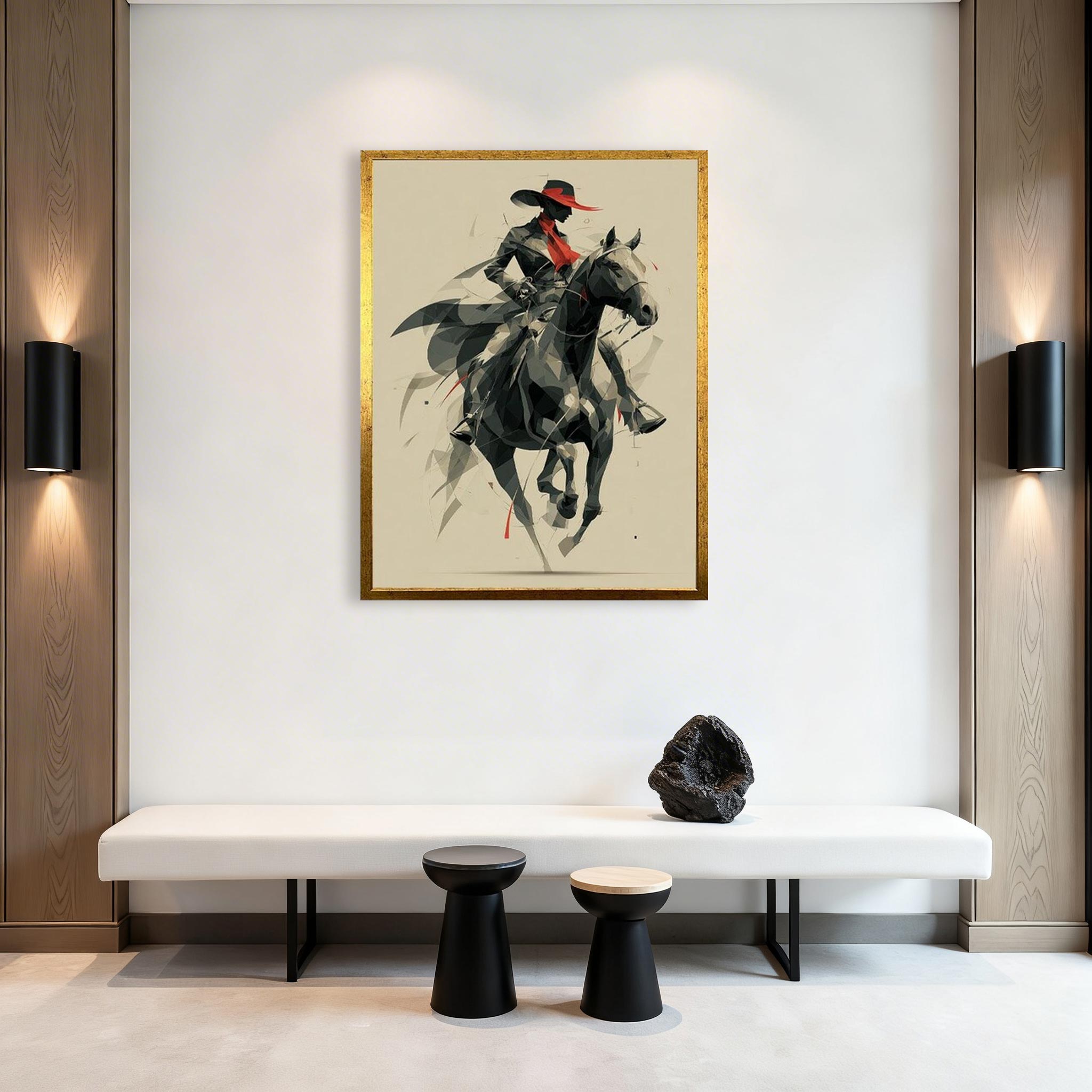 Modern Abstract Horse Rider Canvas Wall Art #HA017
