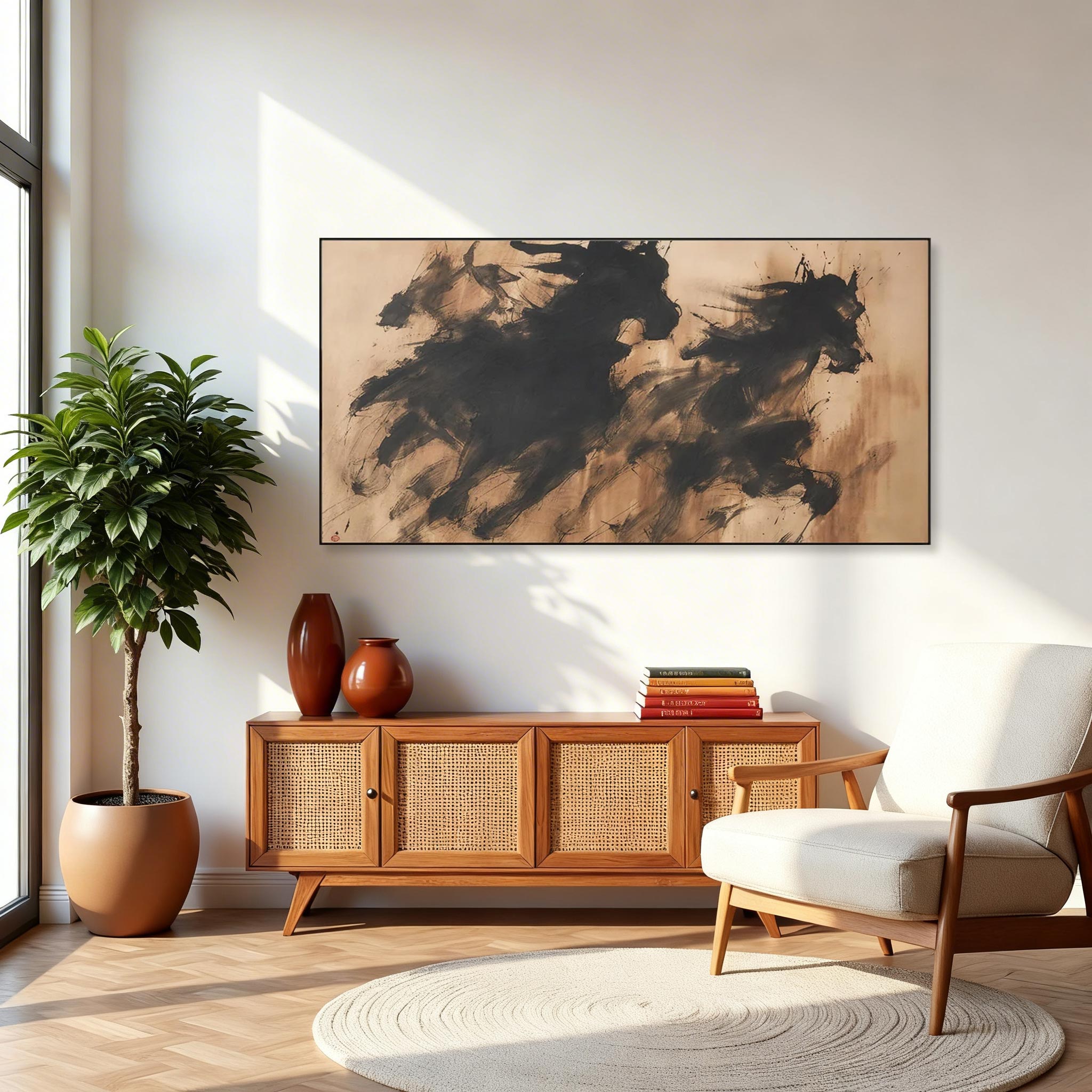 Abstract Running Horses Canvas Wall Art #HA011