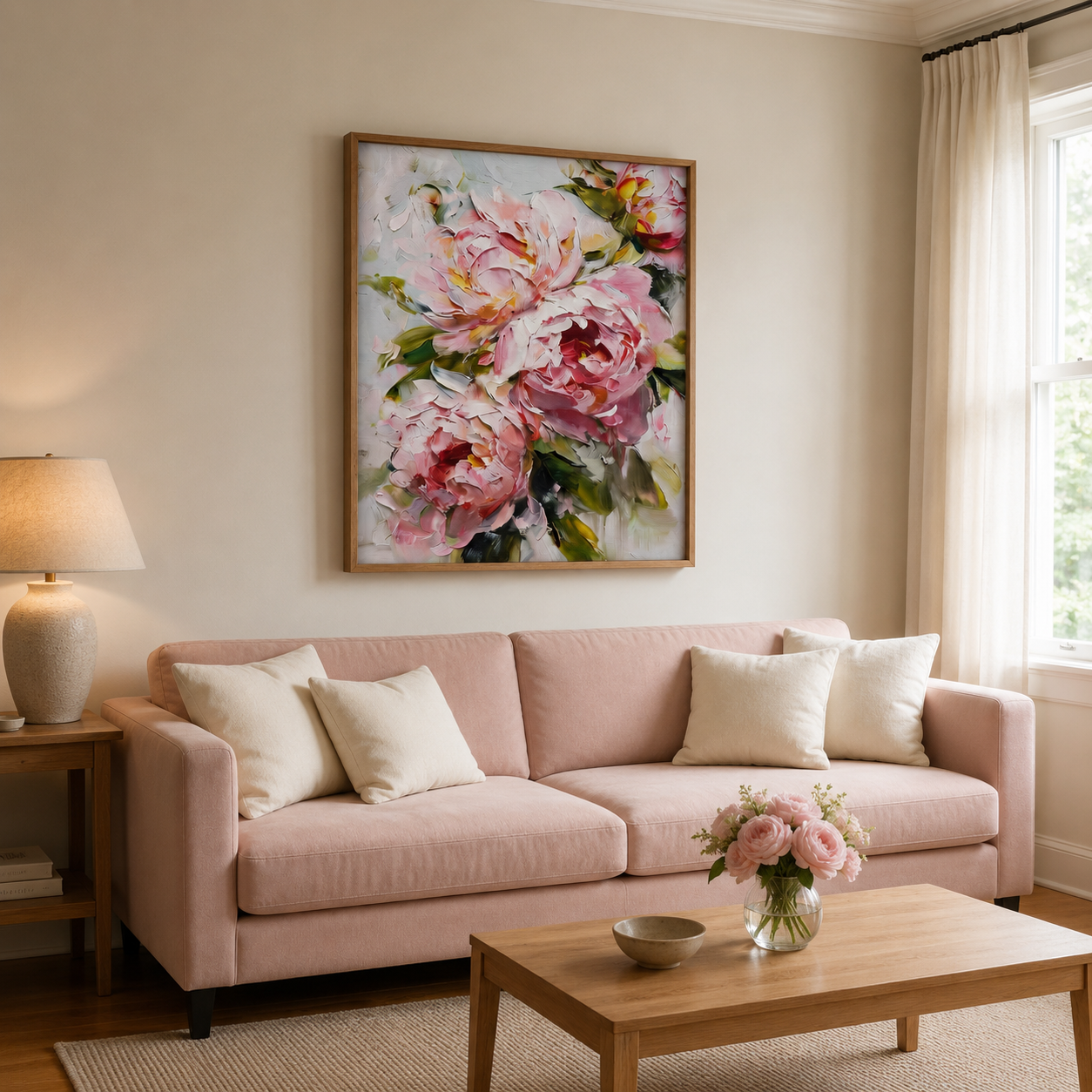 Blush Peony Bouquet Wall Art #FL012