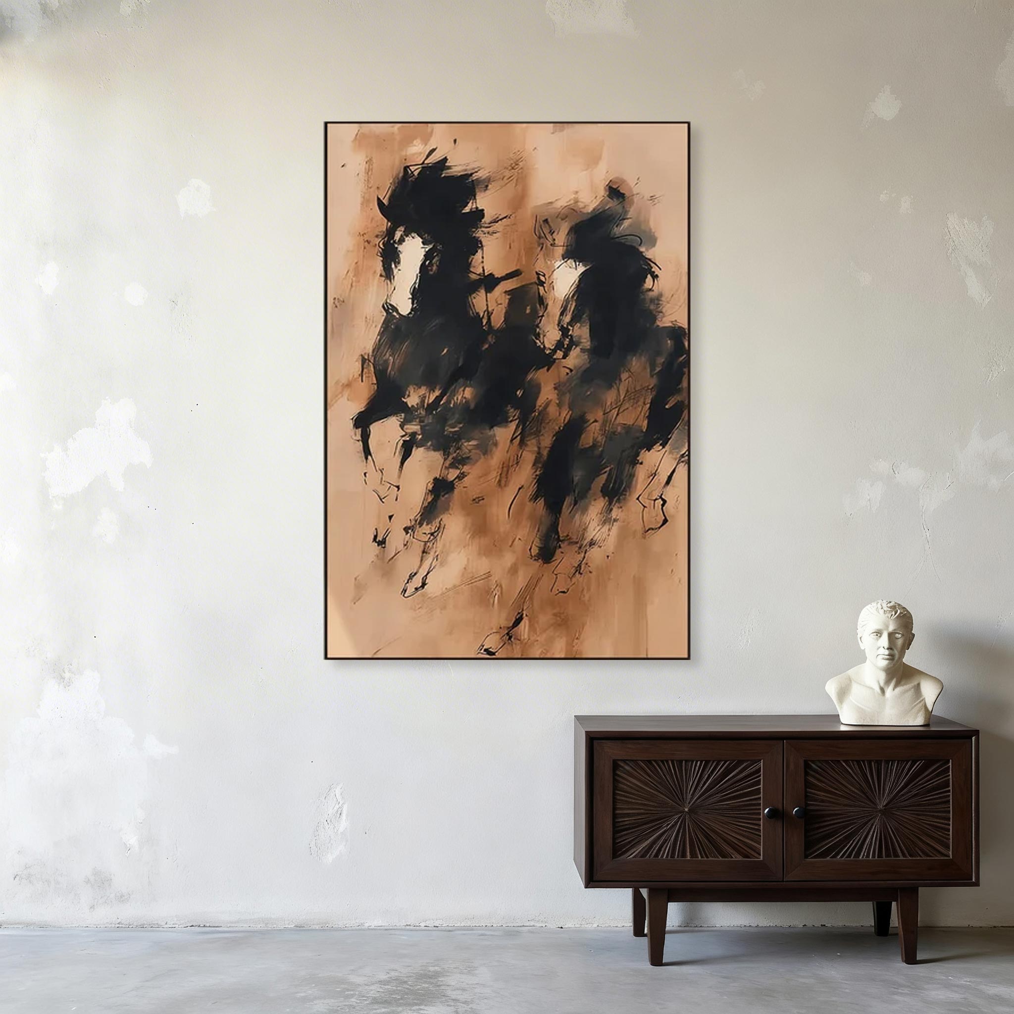 Abstract Two Horses Canvas Wall Art #HA013