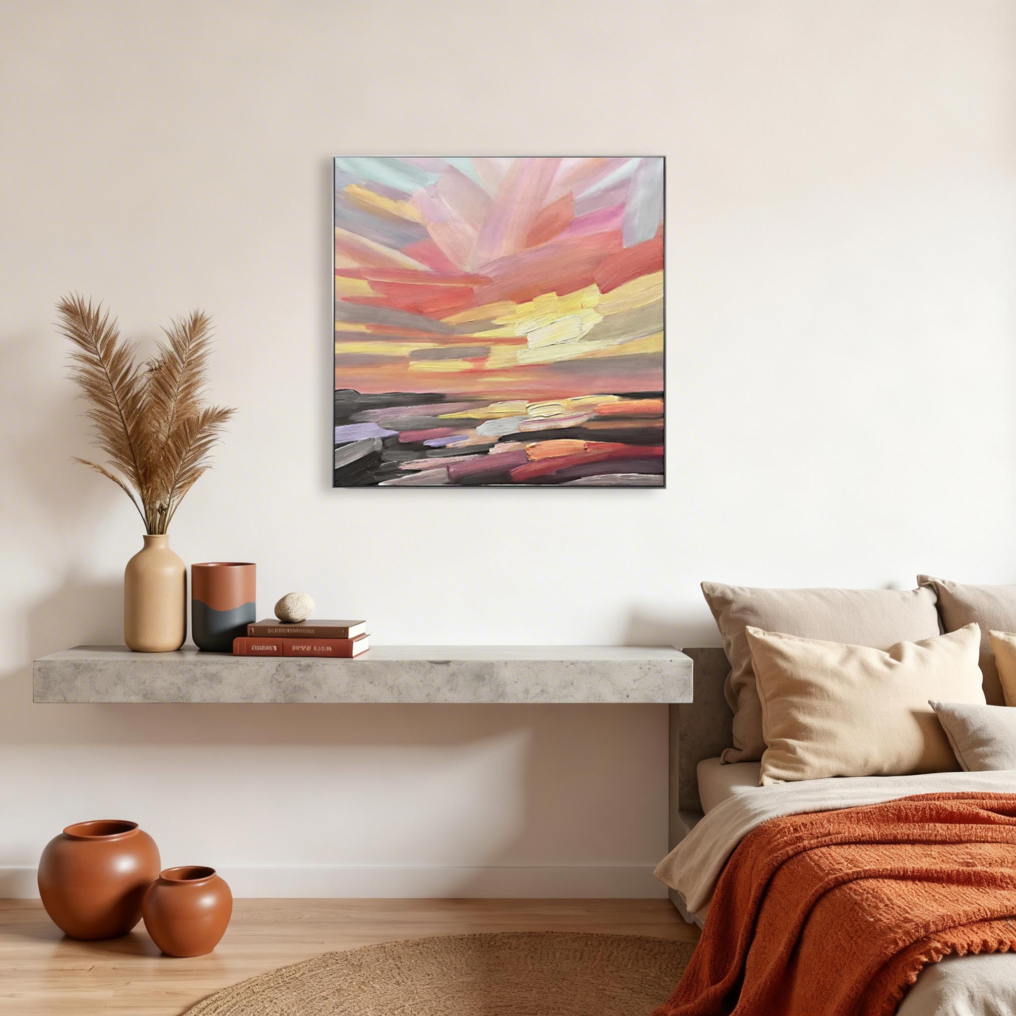 Abstract Sunset Painting for Living Room #CP014