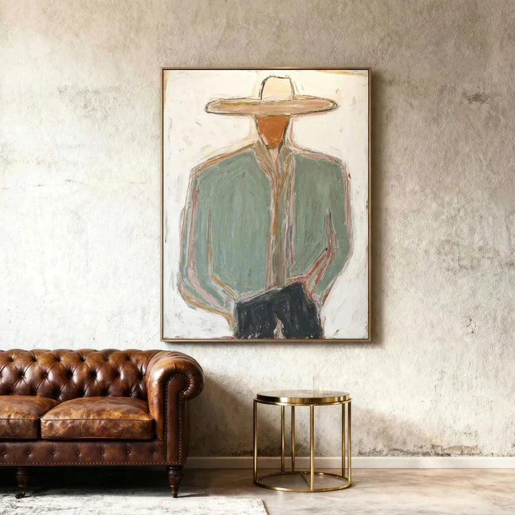 Minimal Cowboy Figure — Original Figurative Art