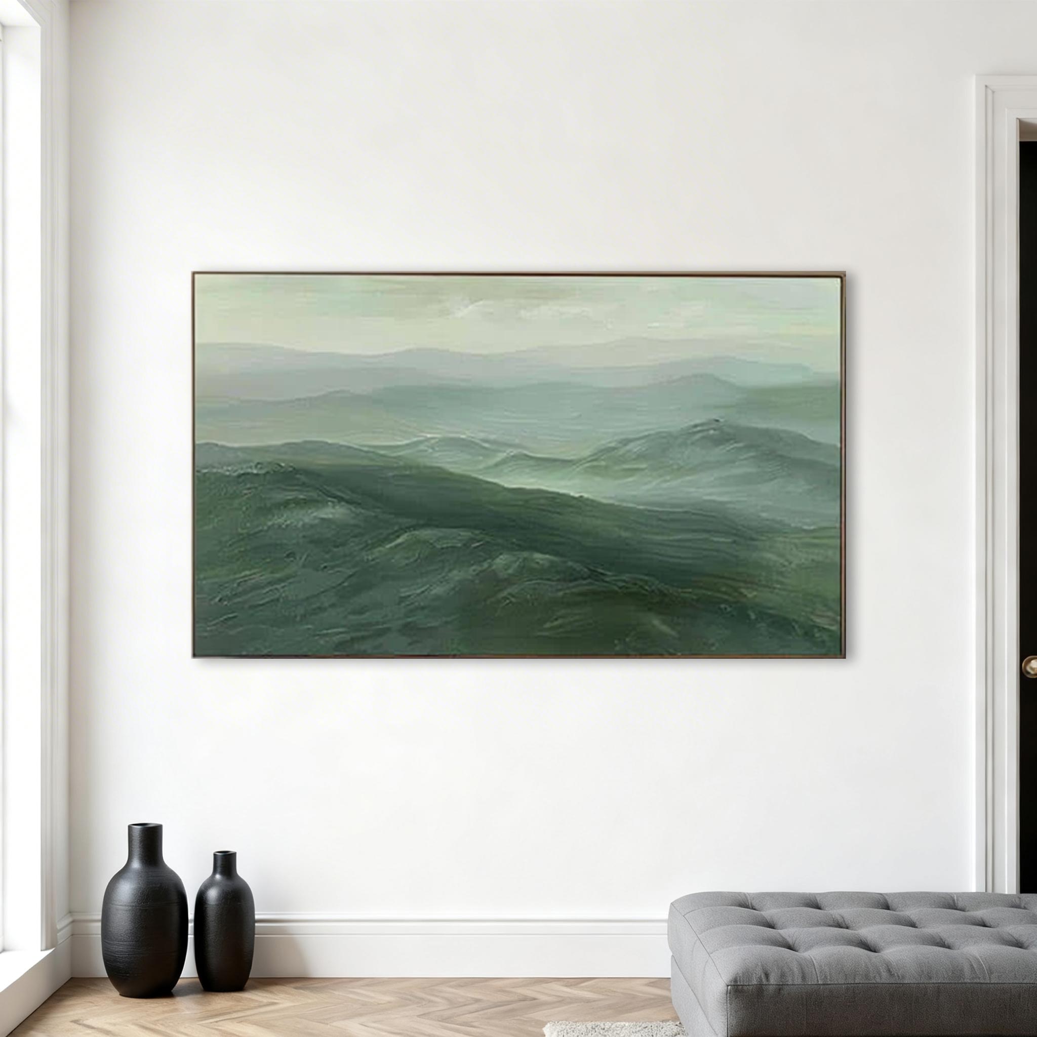 Misty Green Mountain Wall Art #MA008