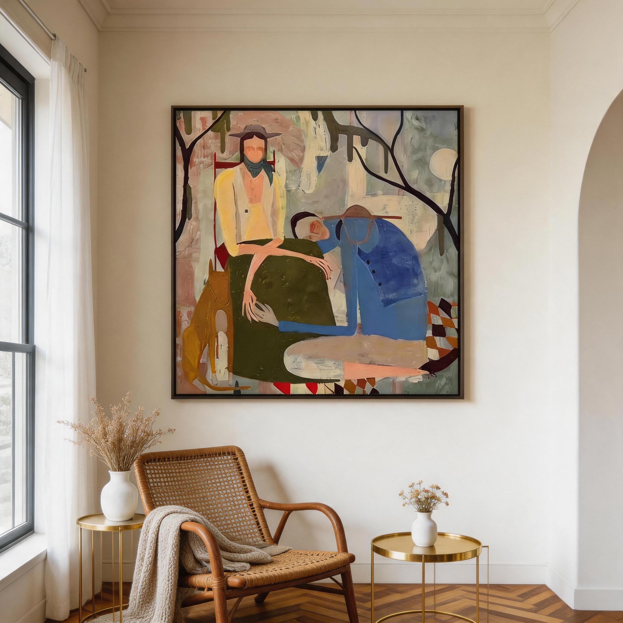The Gathering — Figurative Group Scene Canvas Wall Art #AB018