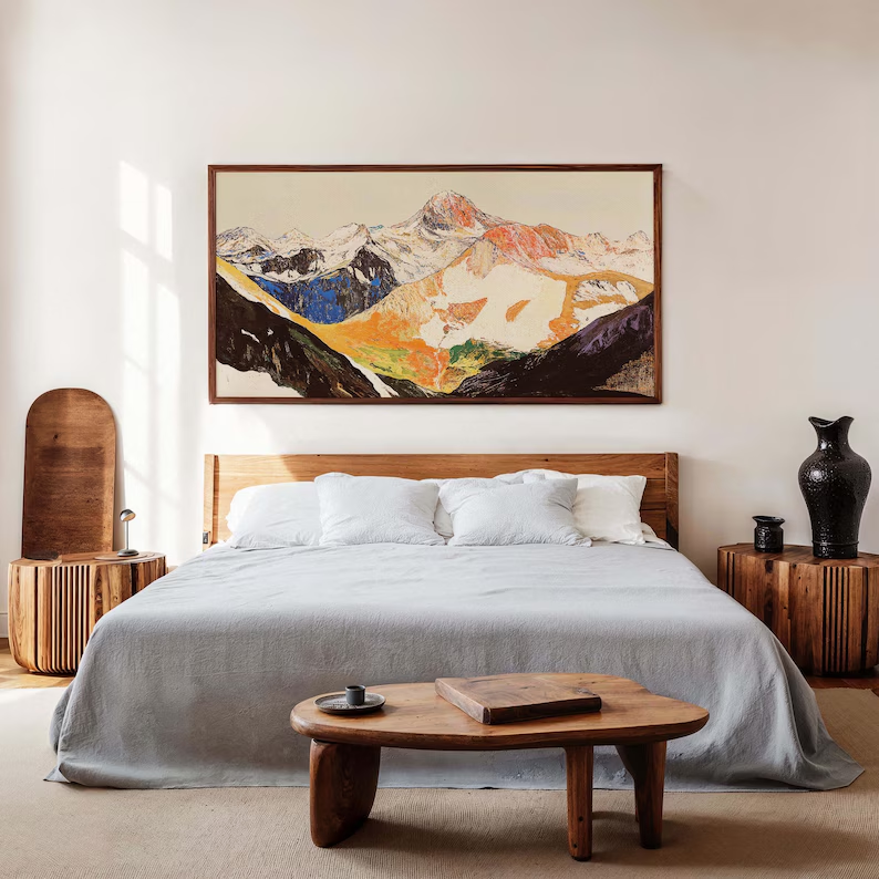 Abstract Mountain Landscape Wall Art – Colorful Canvas Painting #MA032
