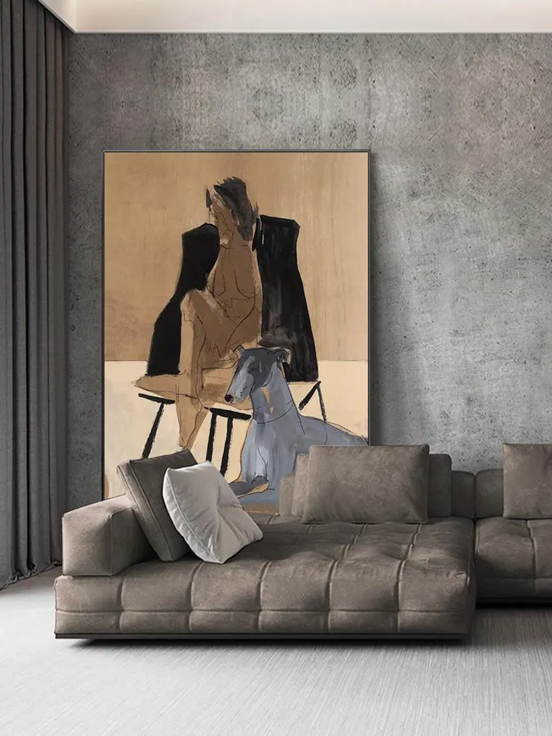 Abstract Dark Forest Figure Wall Art – Contemporary Canvas Painting #CP015