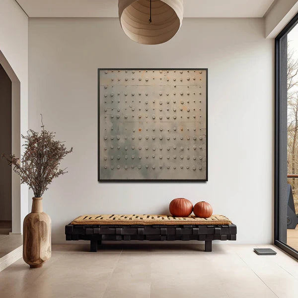 Minimalist Grid Texture Wall Art – Modern Neutral Abstract Canvas Painting #CP026